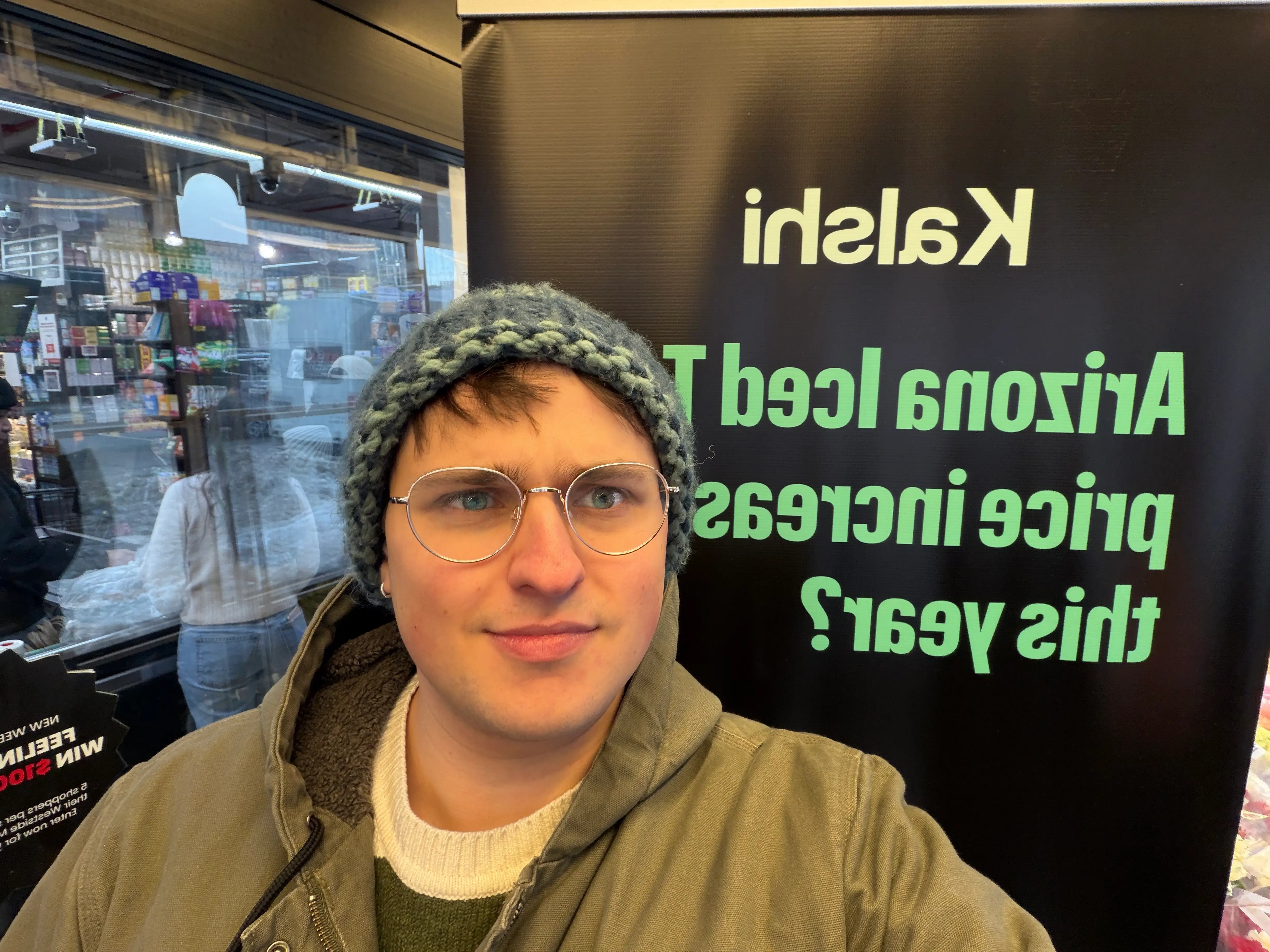 Henry Chandonnet is pictured leaving the Kalshi grocery store.