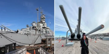 I toured the USS Massachusetts, the 680-foot battleship that fired the last shot of World War II. Take a look inside.