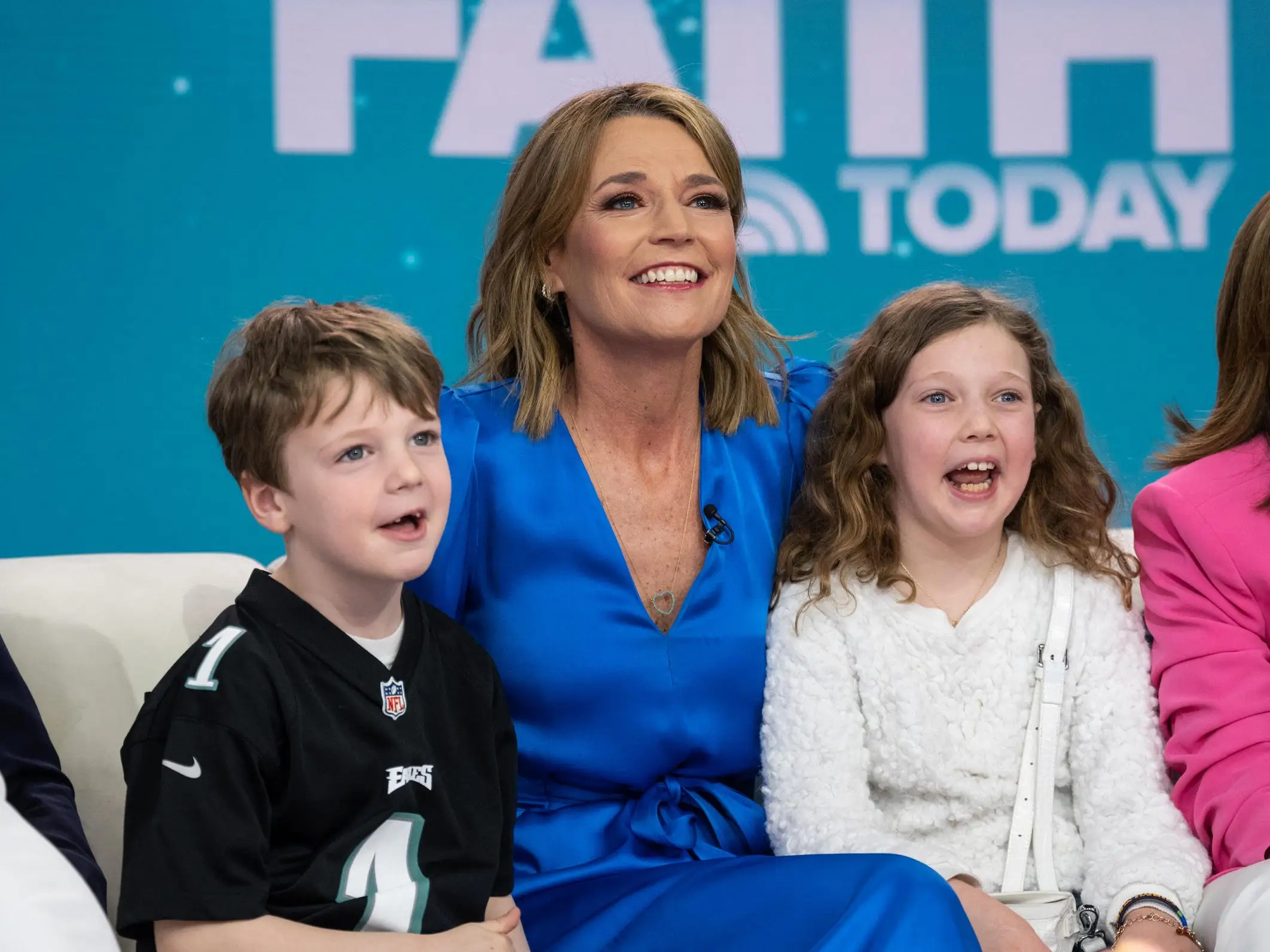 Savannah Guthrie and her kids, Charles and Vale, and Hoda Kotb on Friday, April 7, 2023