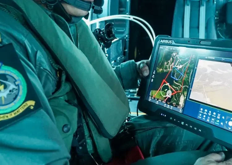 Airbus is making a rugged tablet for helicopter crews to control a drone team while flying at high speed