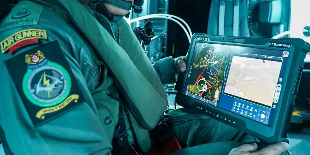 Airbus is making a rugged tablet for helicopter crews to control a drone team while flying at high speed
