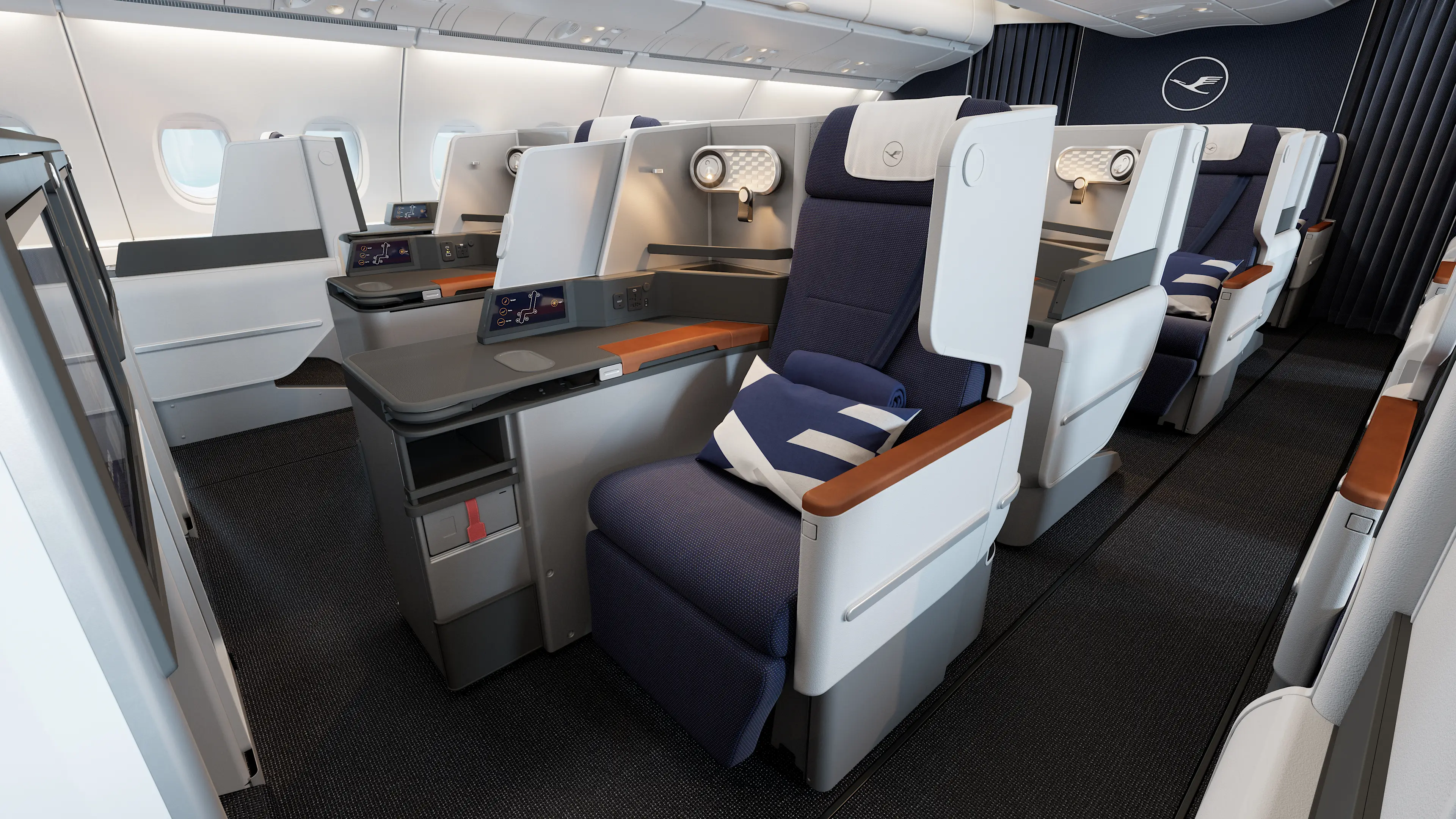 New A380 business class on Lufthansa.