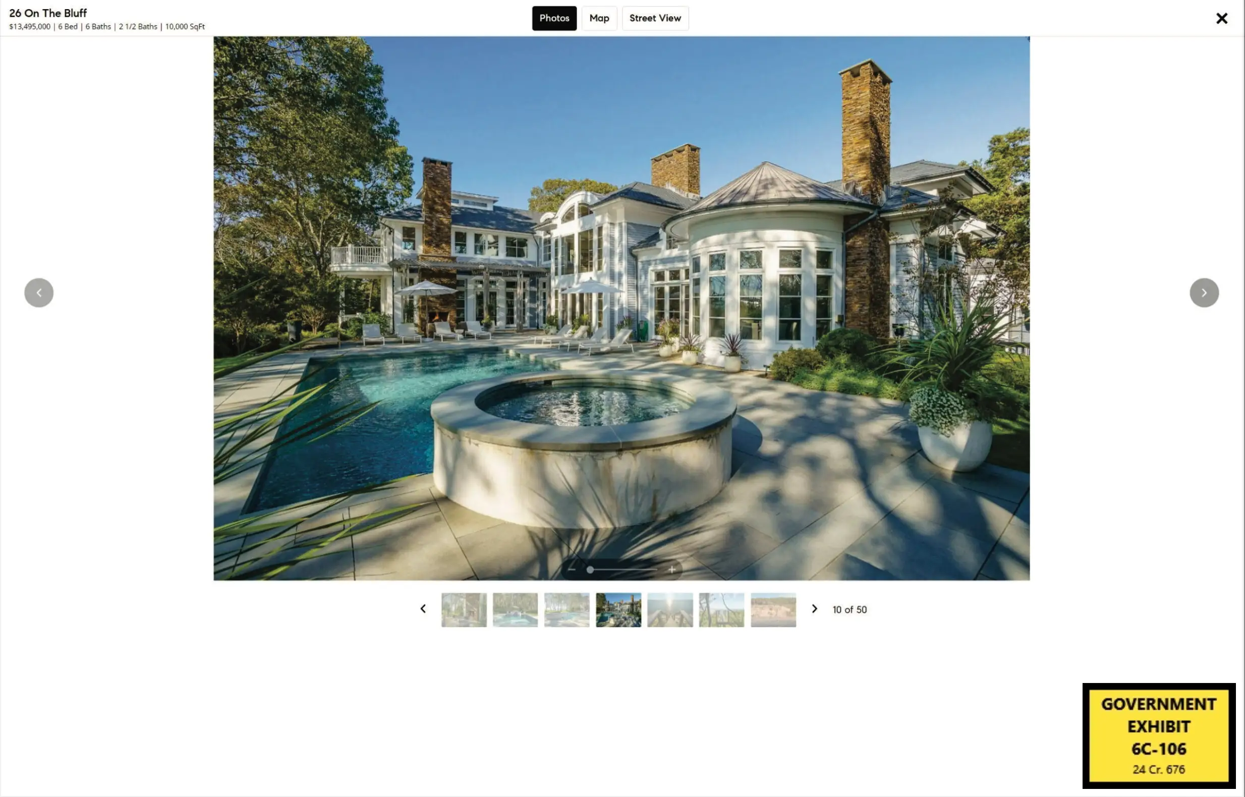 An evidence photo in the Alexander brothers sex-trafficking trial shows the Hamptons mansion where two women testified they were drugged and raped.