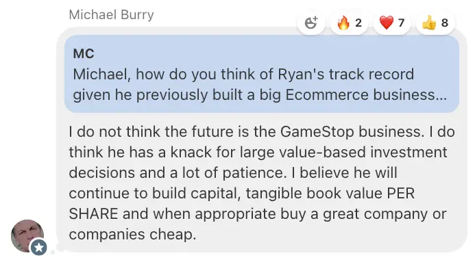 A screenshot from Michael Burry's Substack.