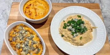 I made 3 Buffalo chicken dip recipes. The best used Costco’s $5 rotisserie chicken.