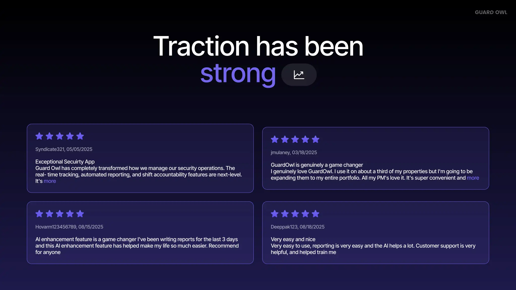 A slide in Guard Owl's pitch deck