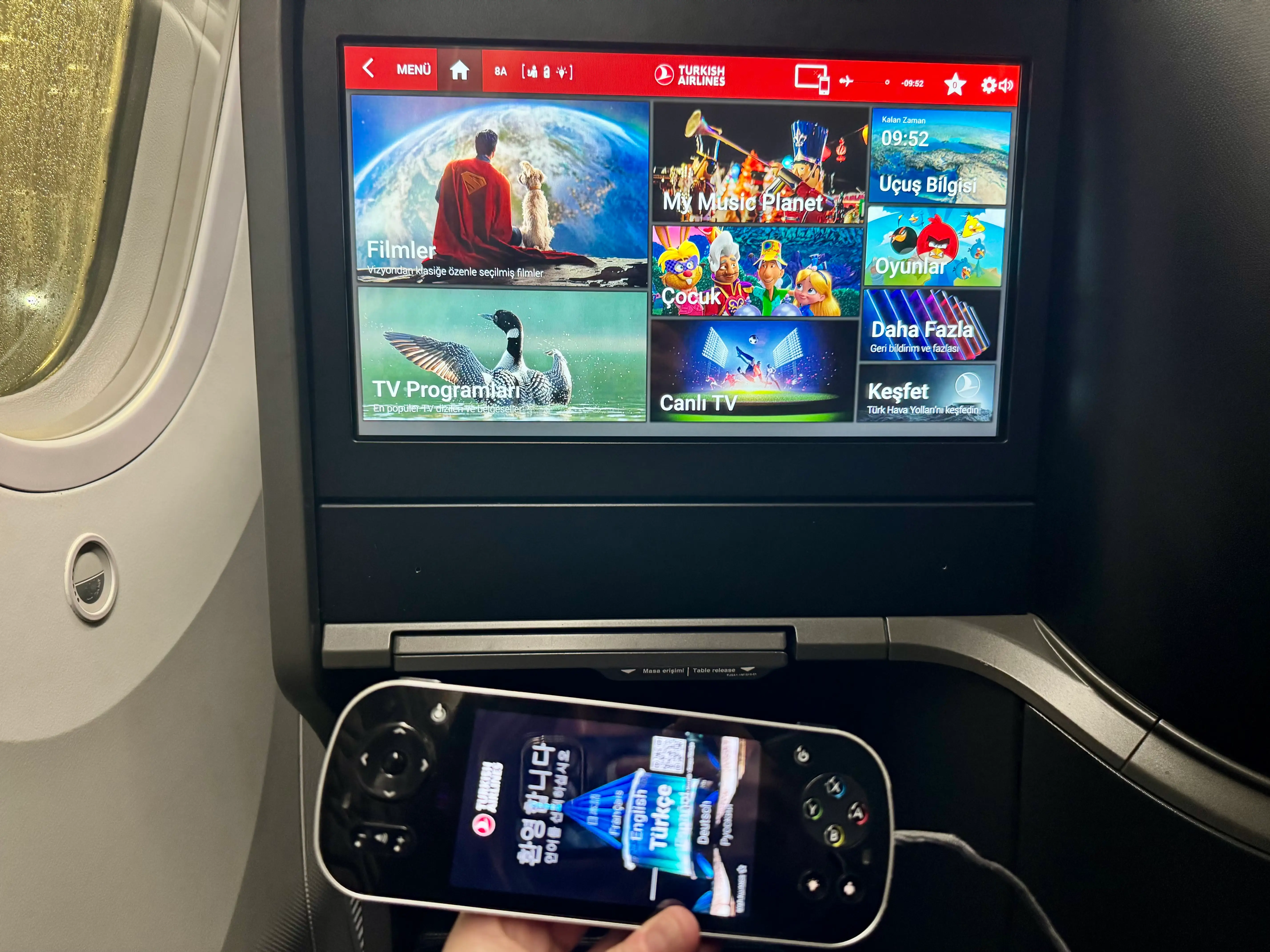 The tv and remote on Turkish 787 business class.