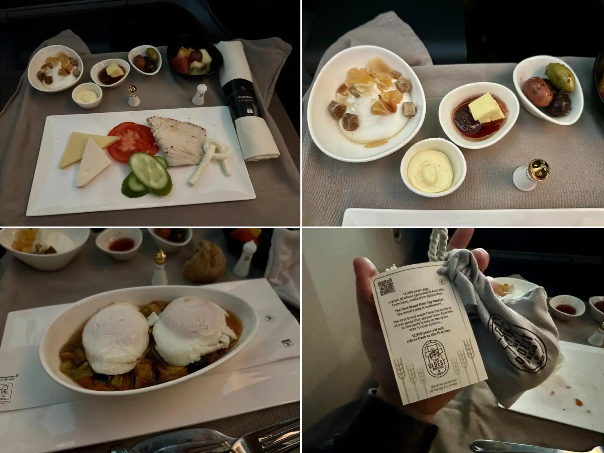 The breakfast spread on Turkish business class.