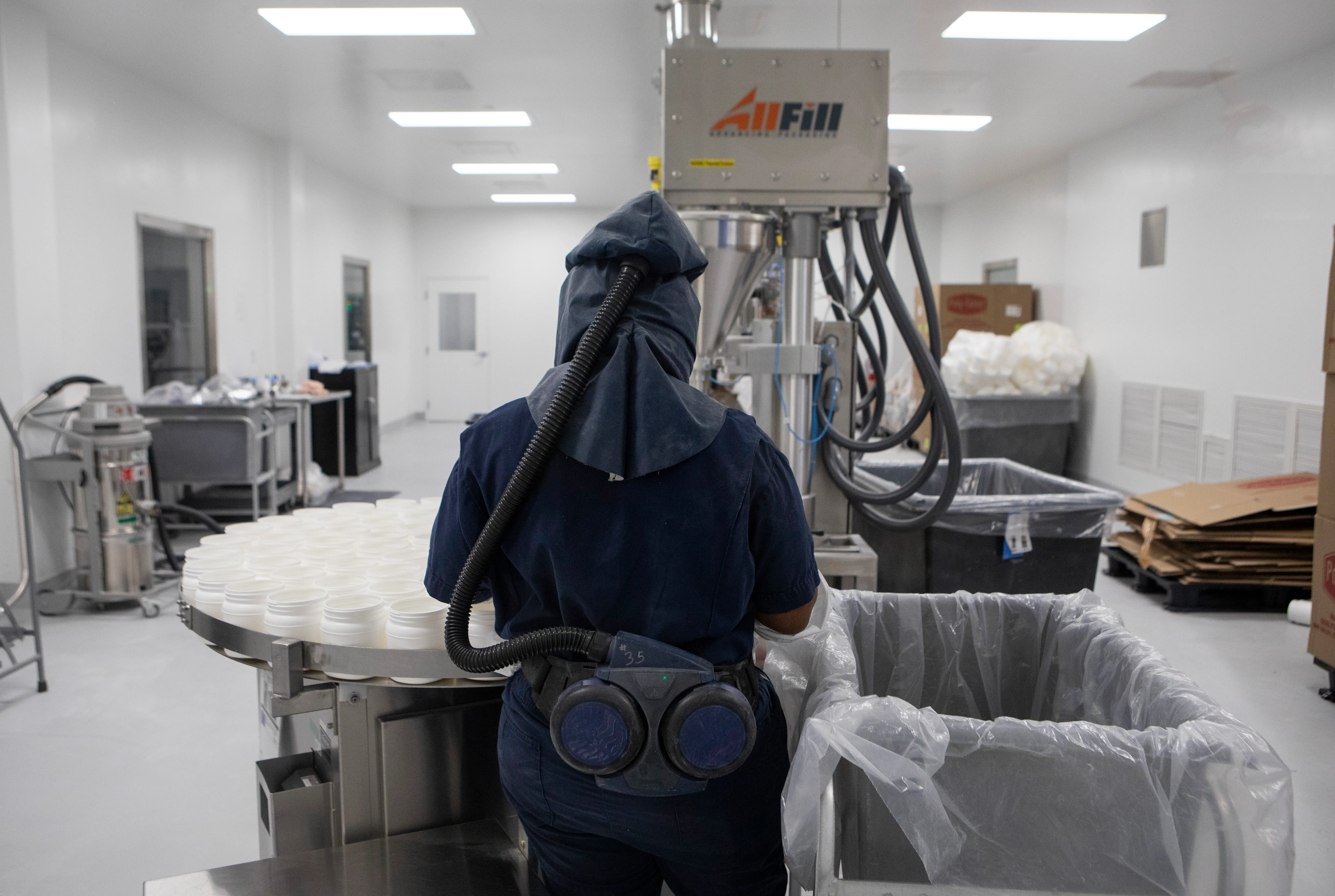 Employees work at different steps in the manufacturing process at Thorne's manufacturing facility, Friday, September 5, 2025, in Summerville.