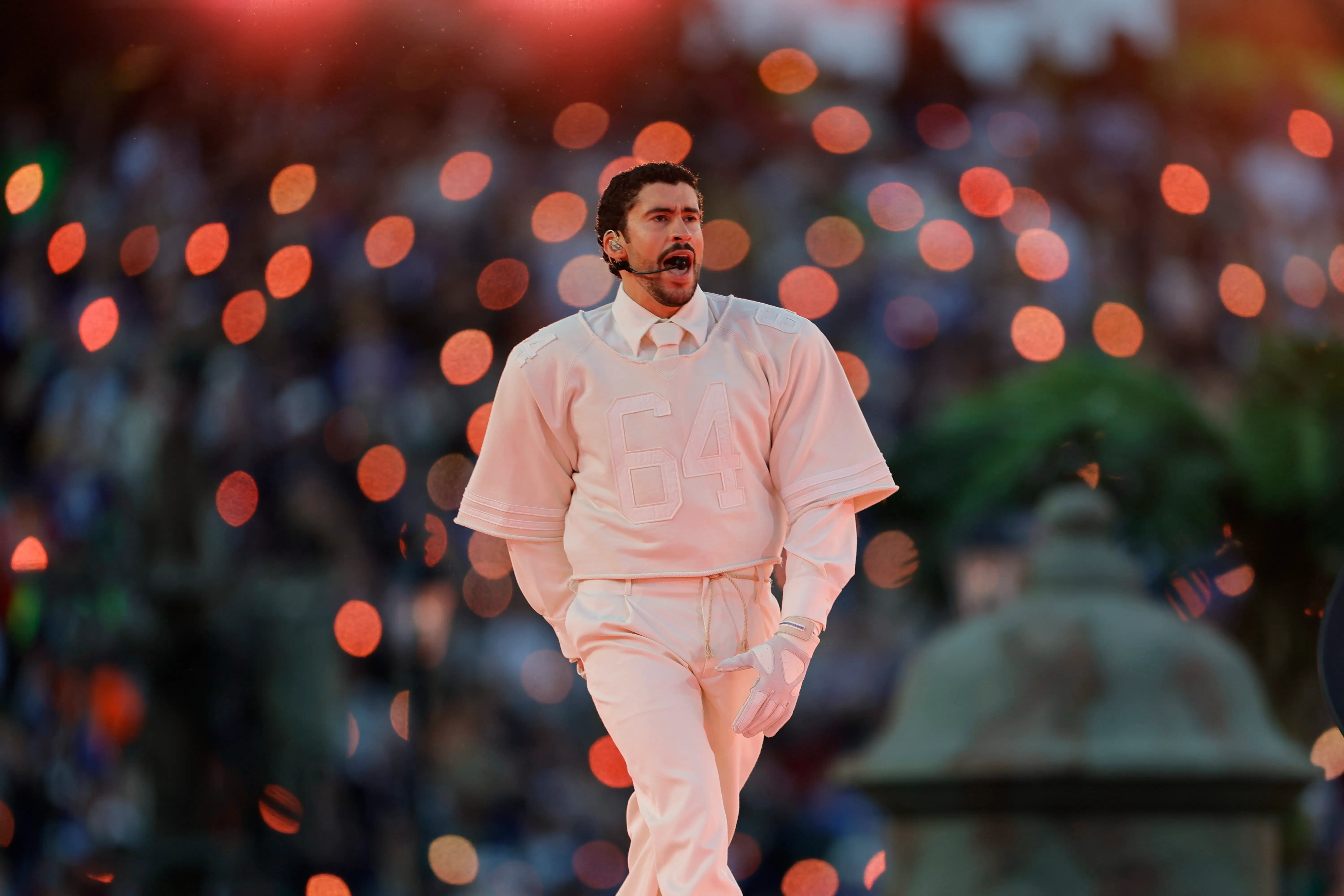 Bad Bunny at the Super Bowl halftime show.