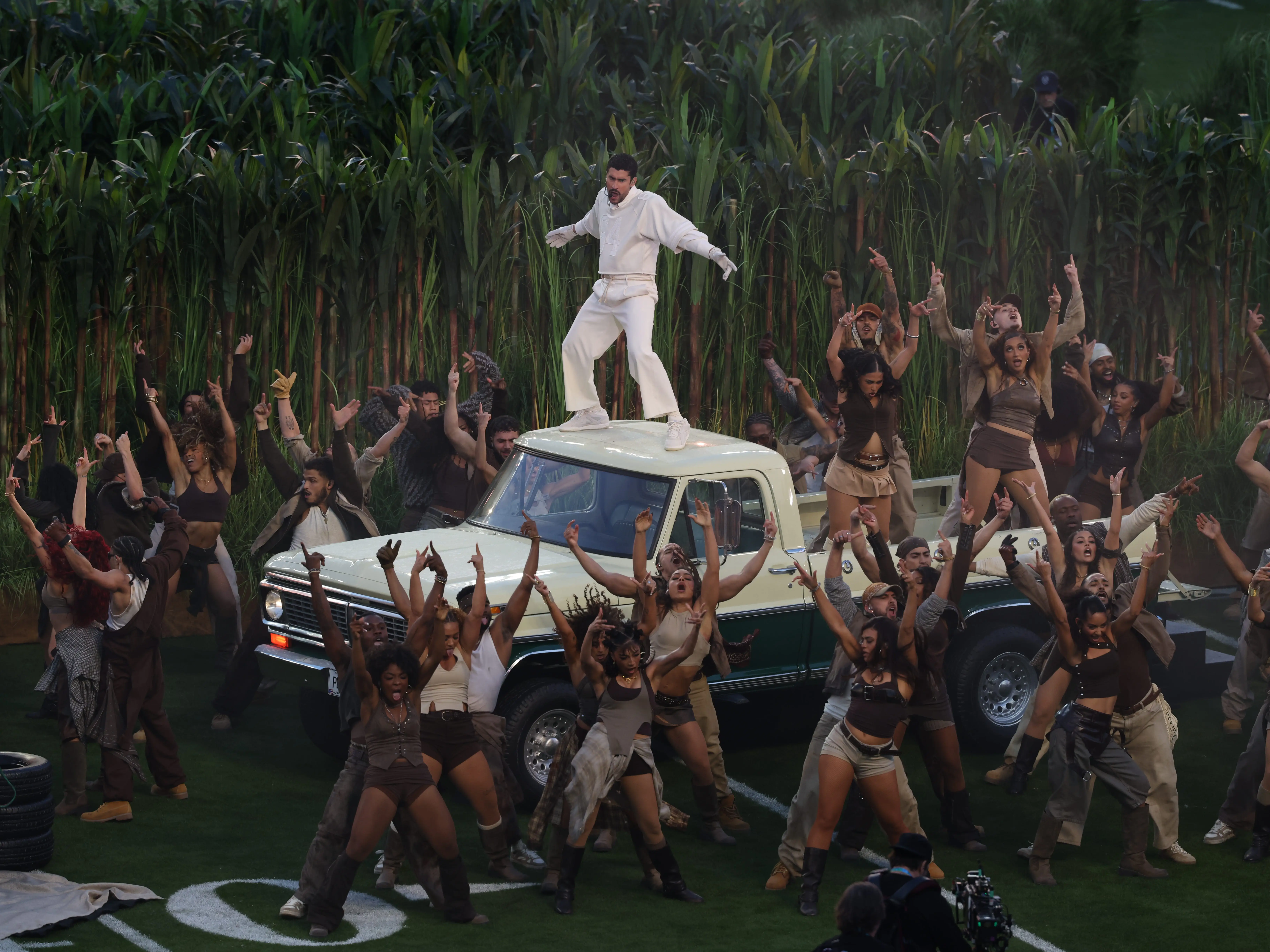 Bad Bunny at the Super Bowl halftime show.