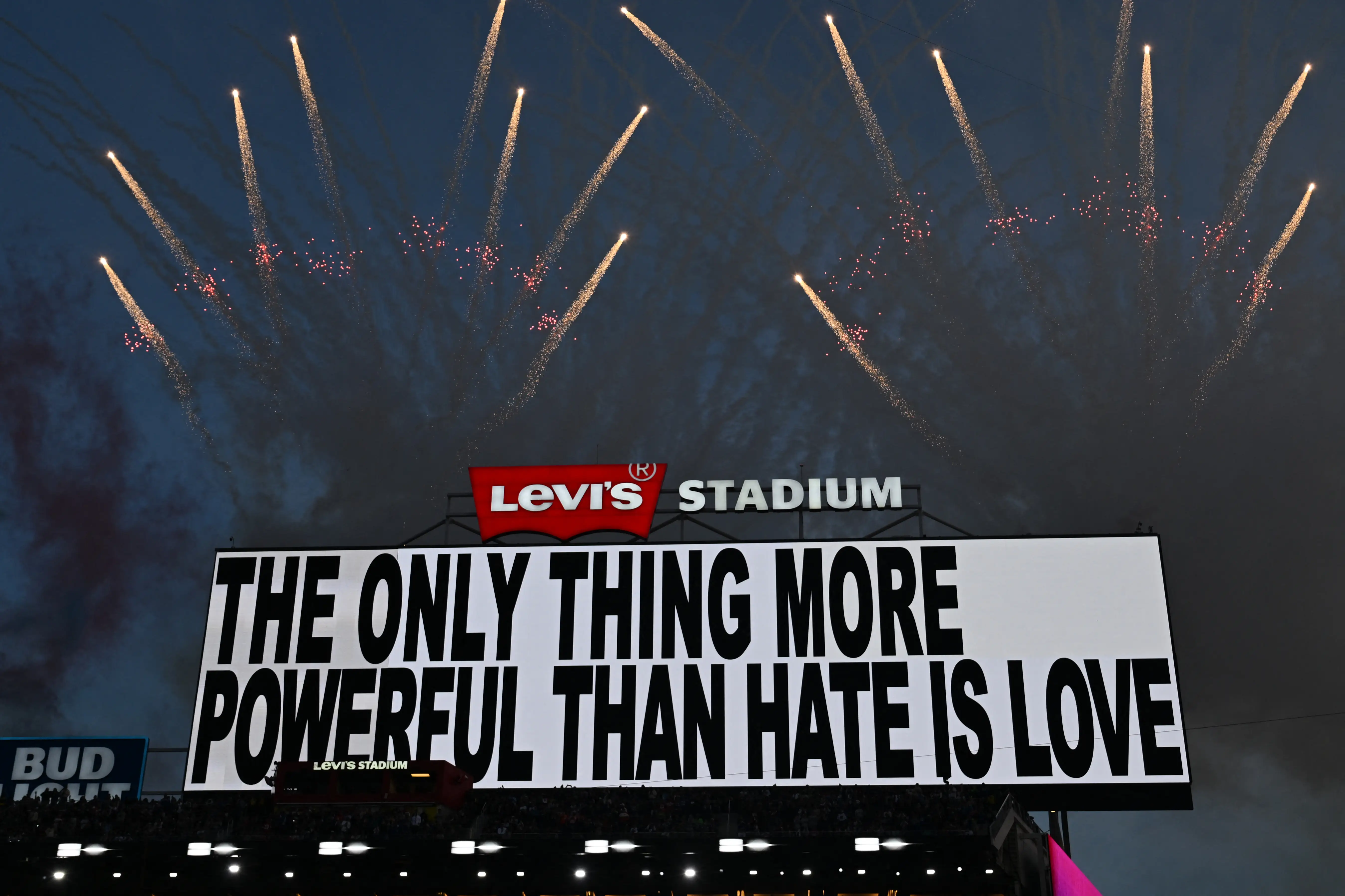 A billboard at the end of Bad Bunny's halftime performance.