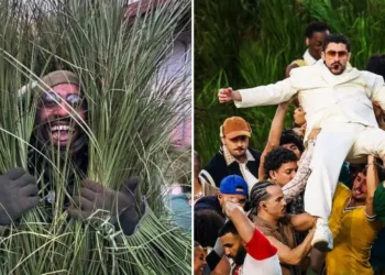 I flew across the country to be a bunch of dancing grass at Bad Bunny’s Super Bowl halftime show