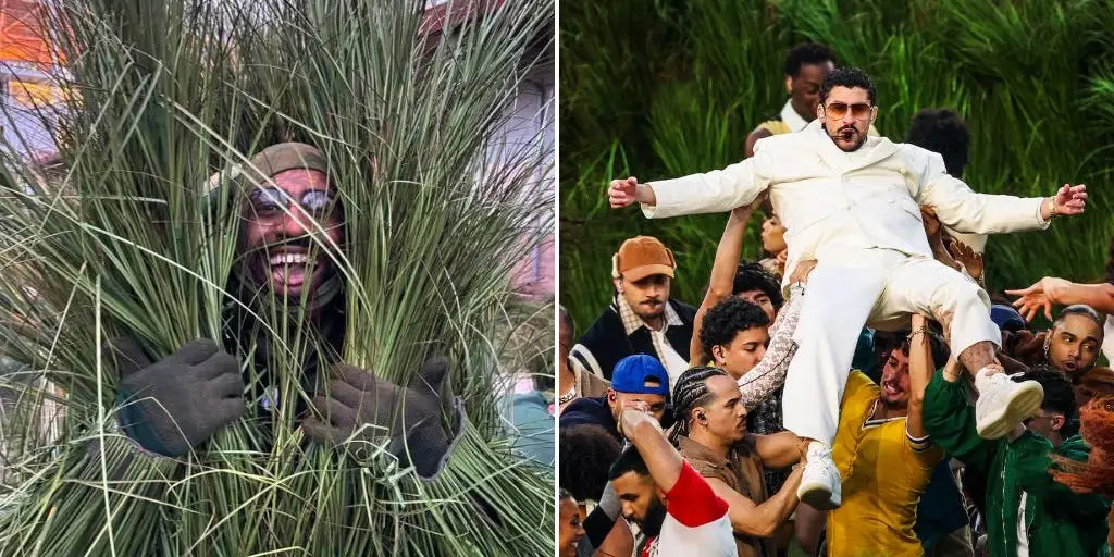 I flew across the country to be a bunch of dancing grass at Bad Bunny’s Super Bowl halftime show
