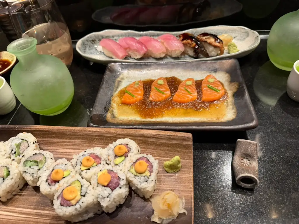 Sushi on plates