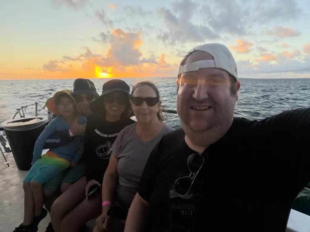 Selfie of author and family on cruise ship