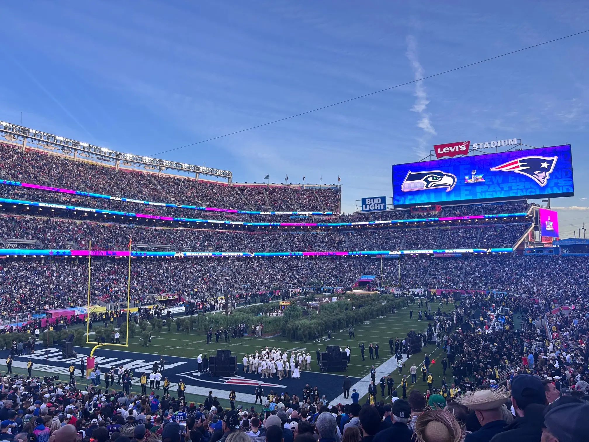 Super Bowl halftime set up