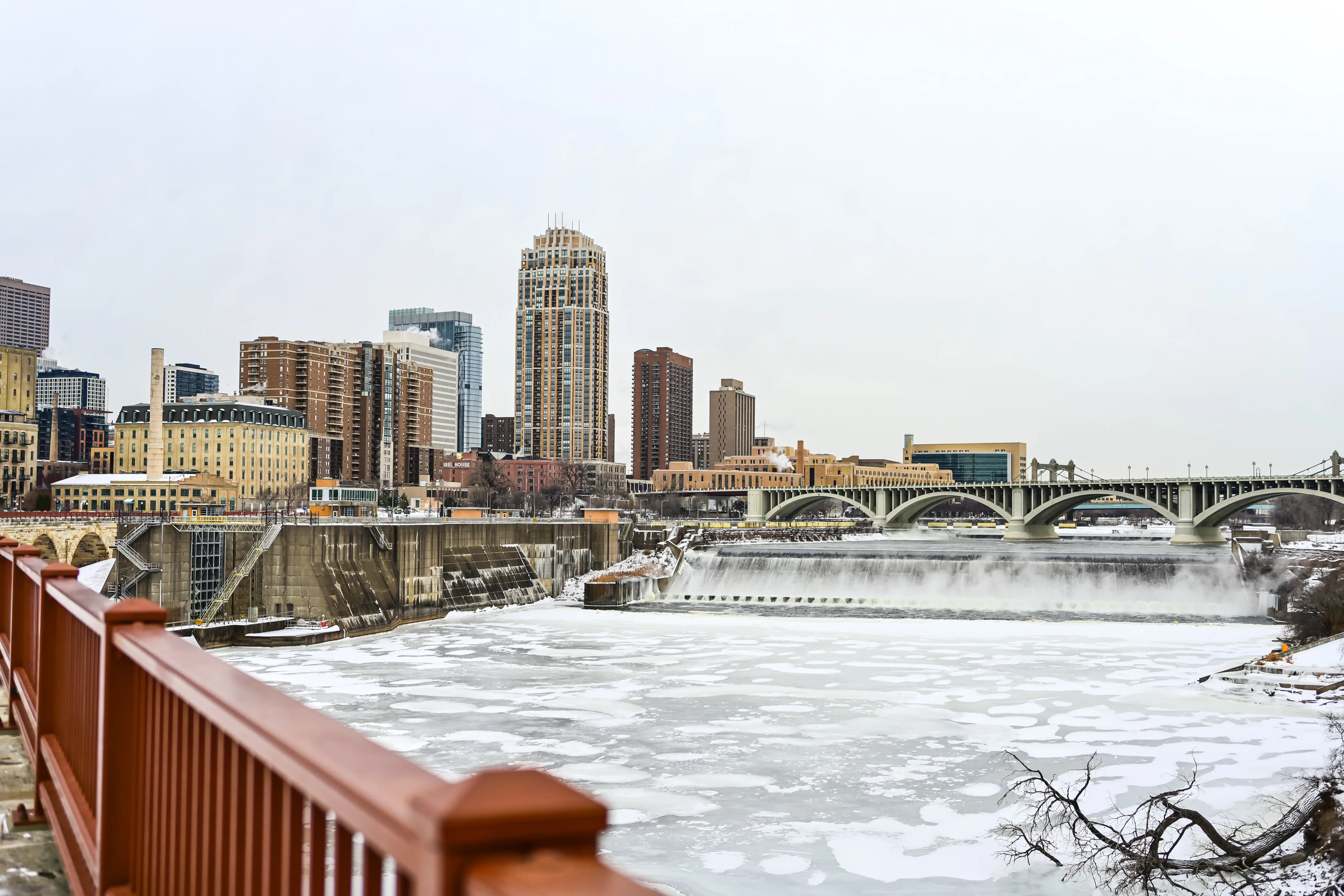 The Mississippi River in downtown Minneapolis.