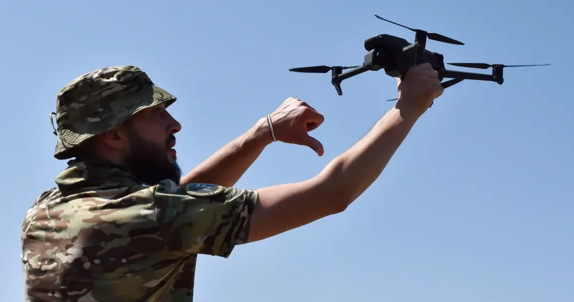 Russian troops installed giant steel weed whackers on a vehicle to fend off drone attacks