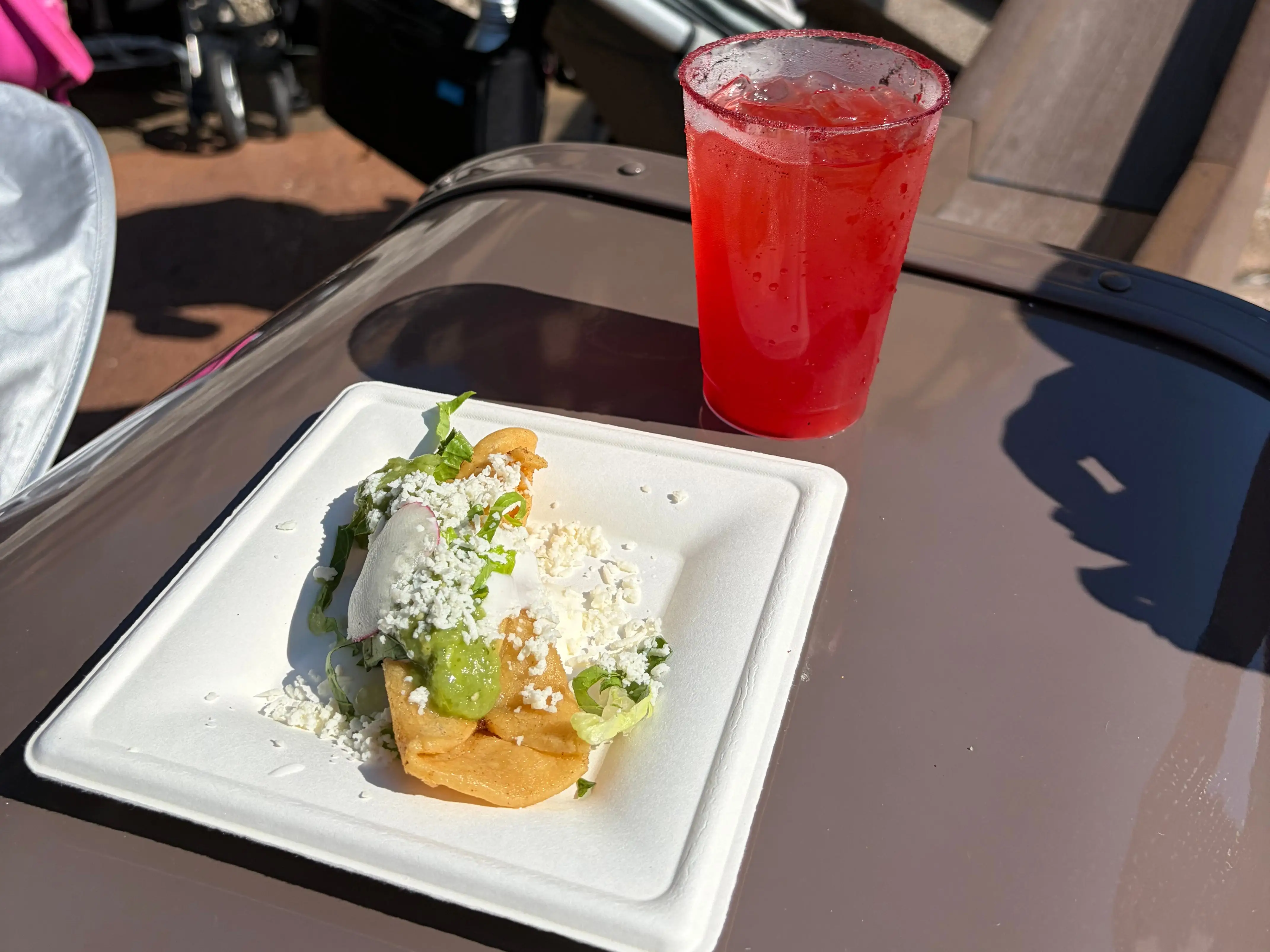 Flauta de Barbacoa and Strawberry-Pomegranate in Epcot