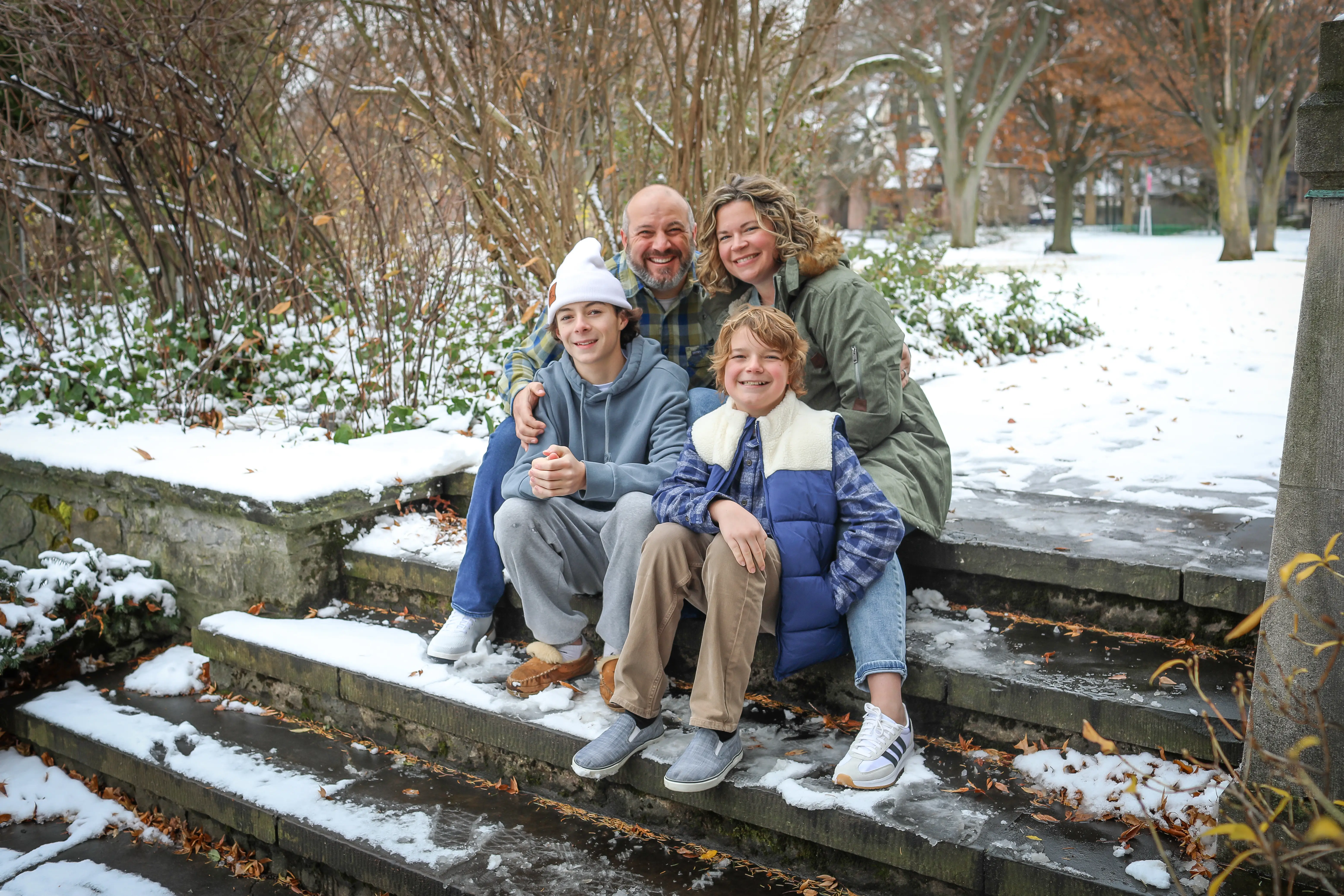 Family posing for photo