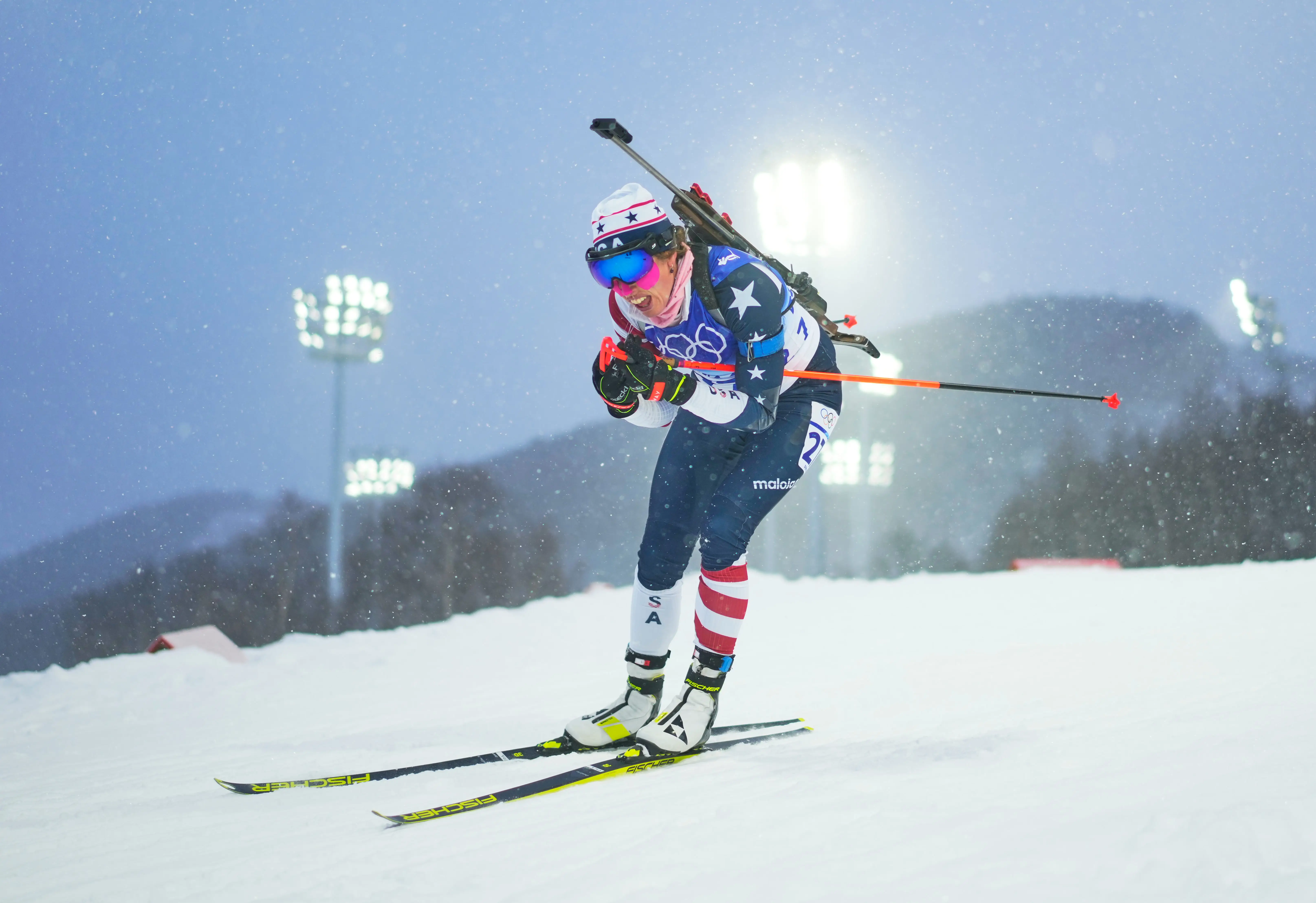 Biathlete Susan Dunklee at the 2022 Beijing Olympics.