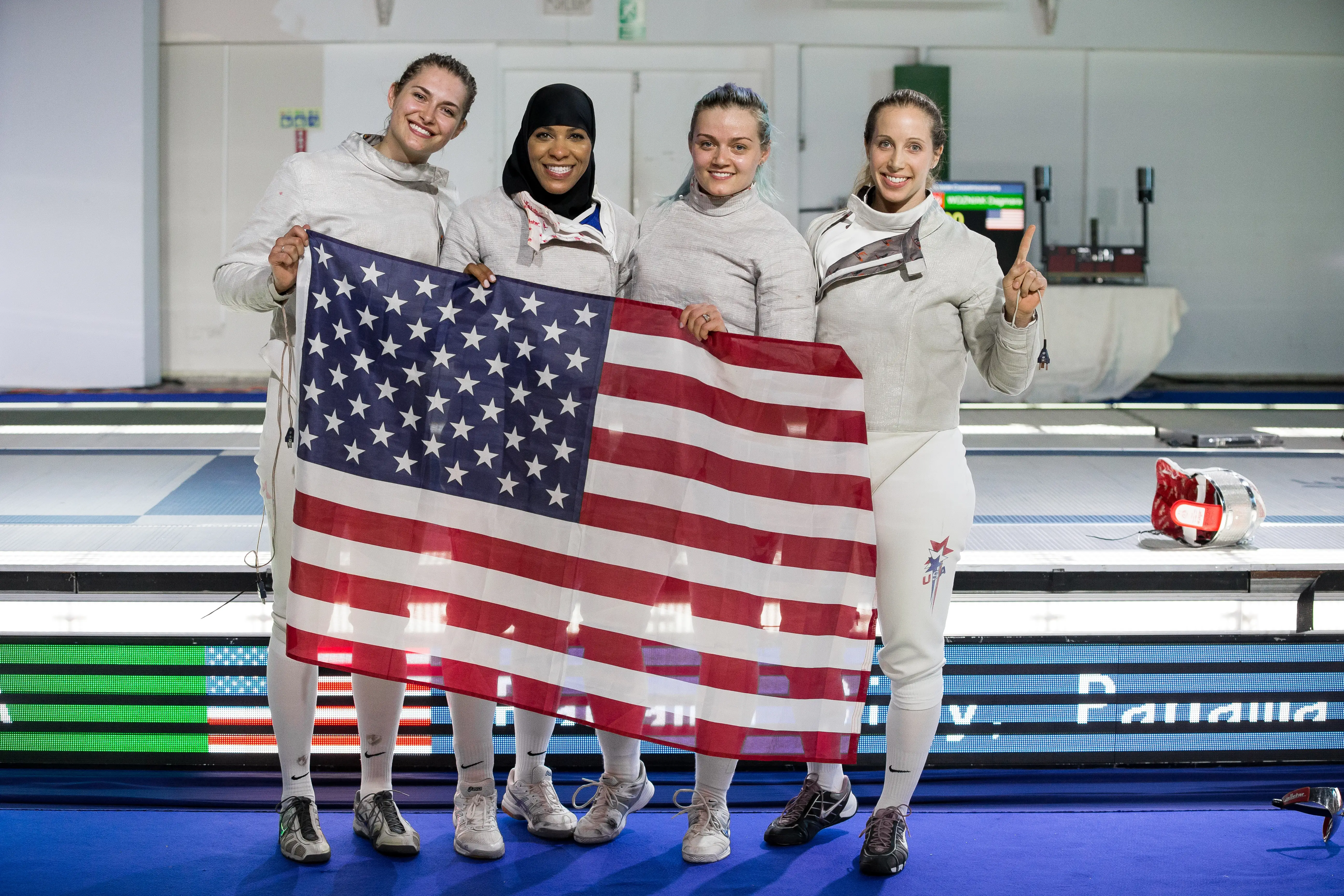 Team USA for the Team Women's Sabre event