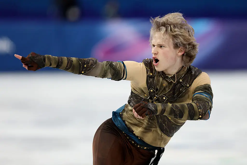 Ilia Malinin during his short program at the 2026 Milan Cortina Olympics.