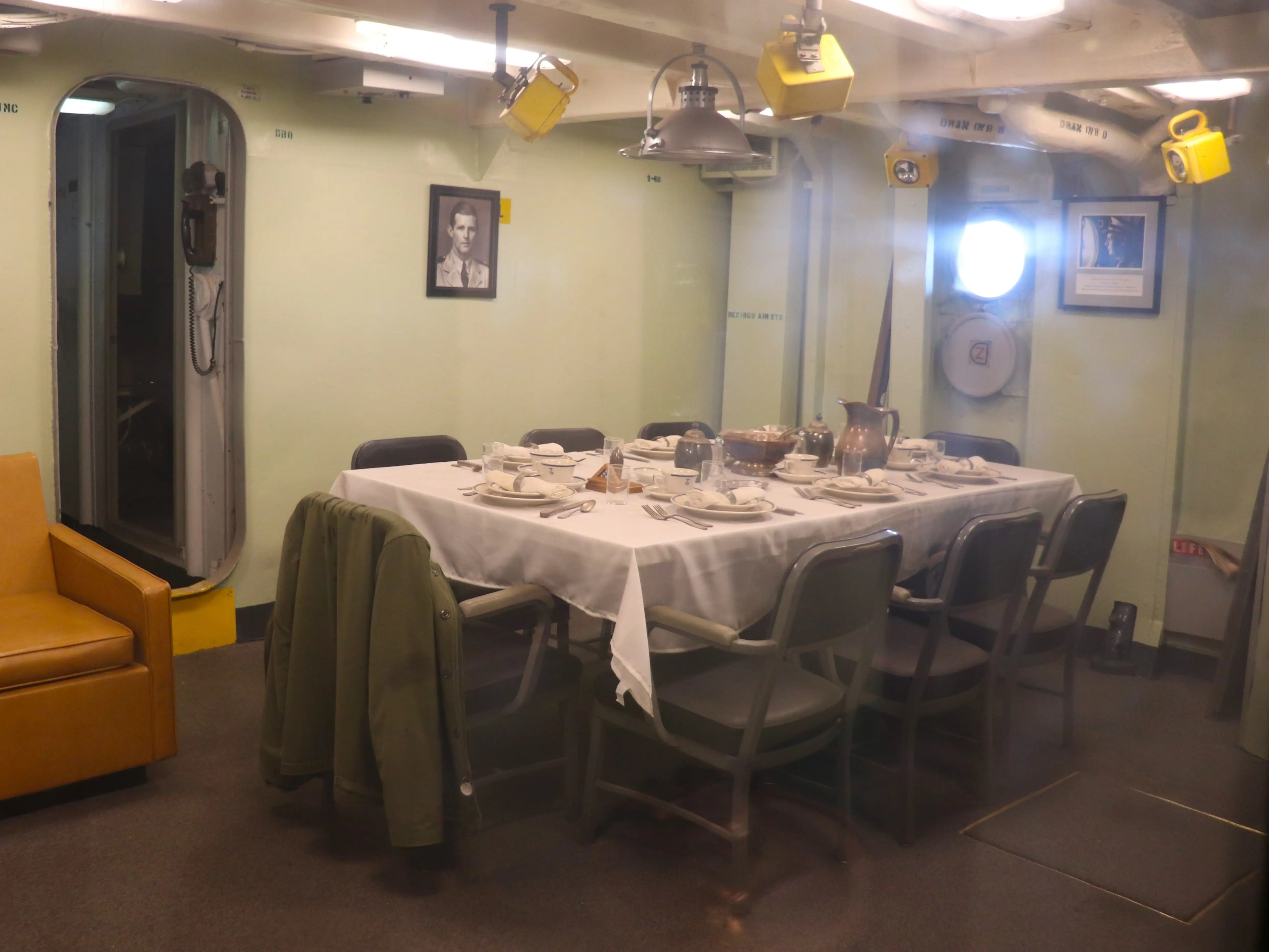The wardroom on the USS Joseph P. Kennedy Jr.