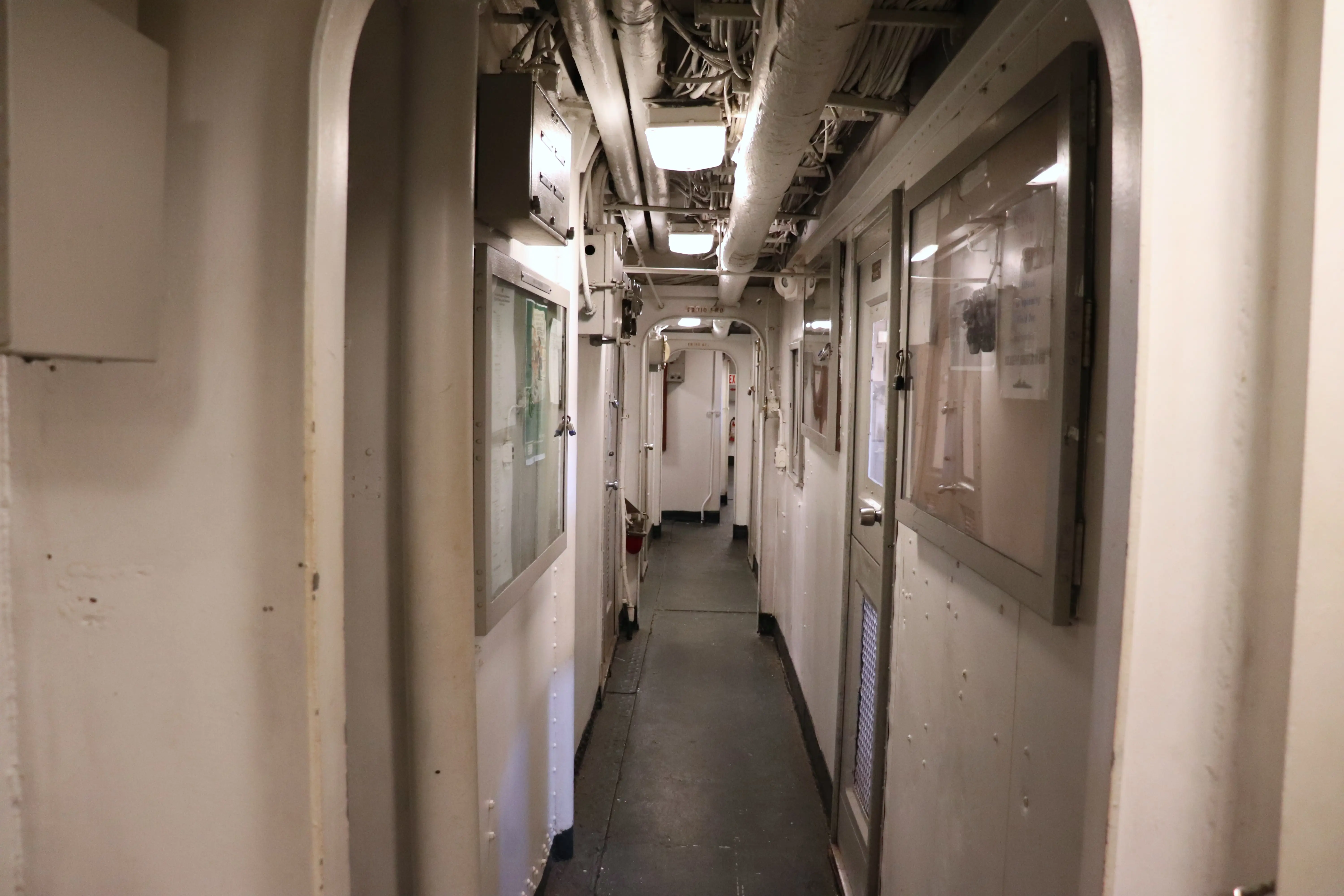 A passageway on board the USS Joseph P. Kennedy Jr.