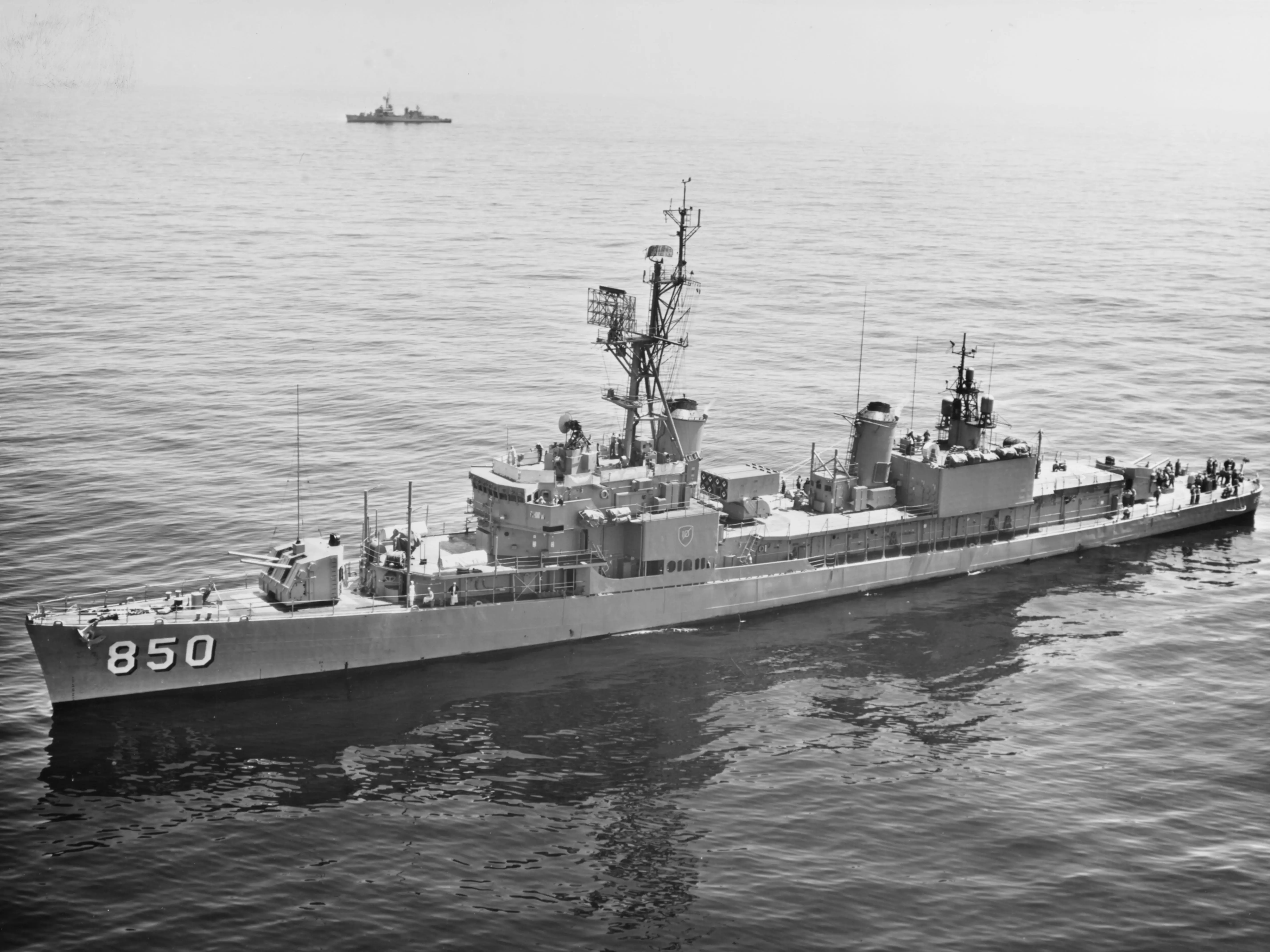 The USS Joseph P. Kennedy Jr. at sea in 1963.