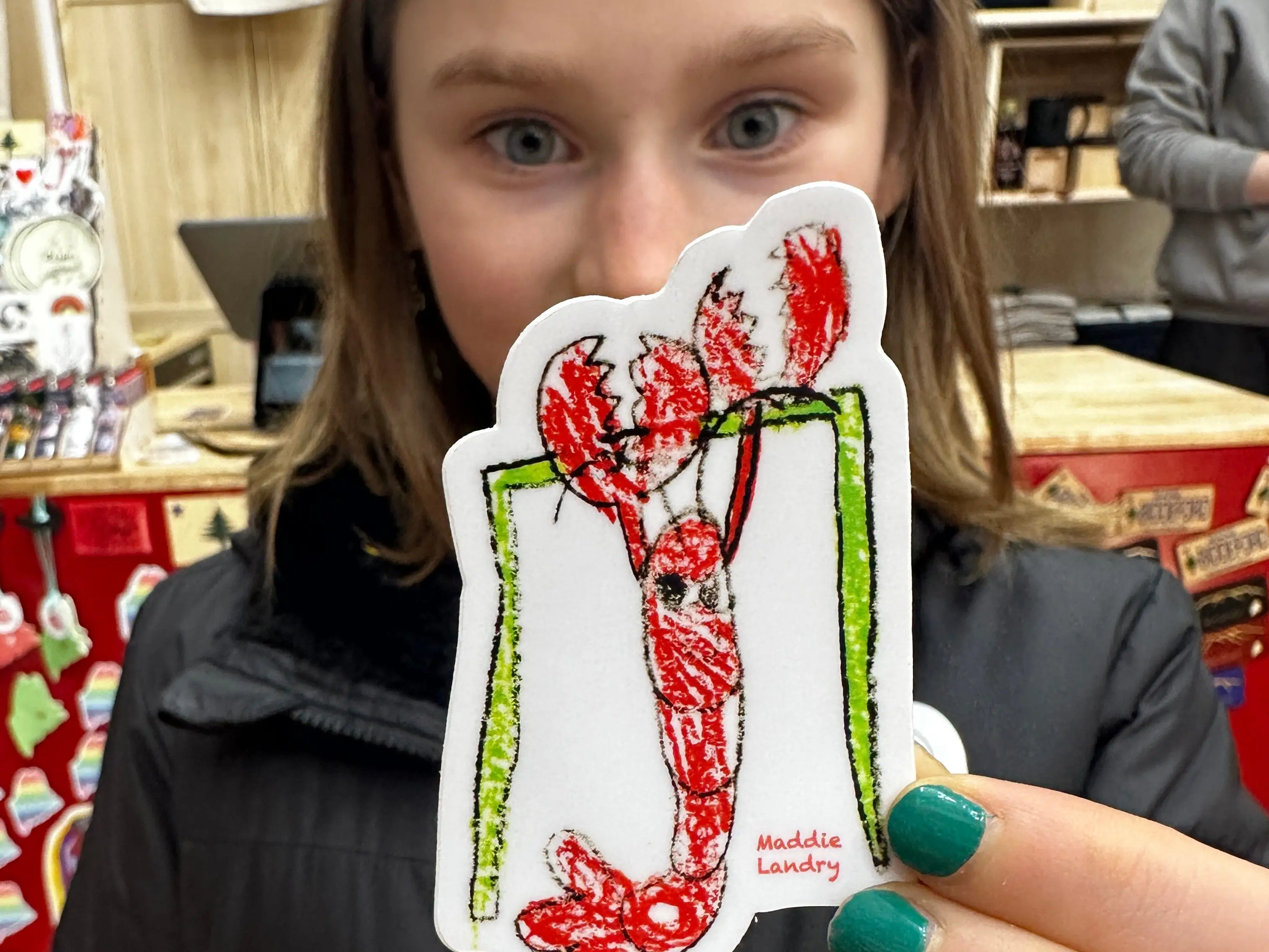 Girl posing with sticker