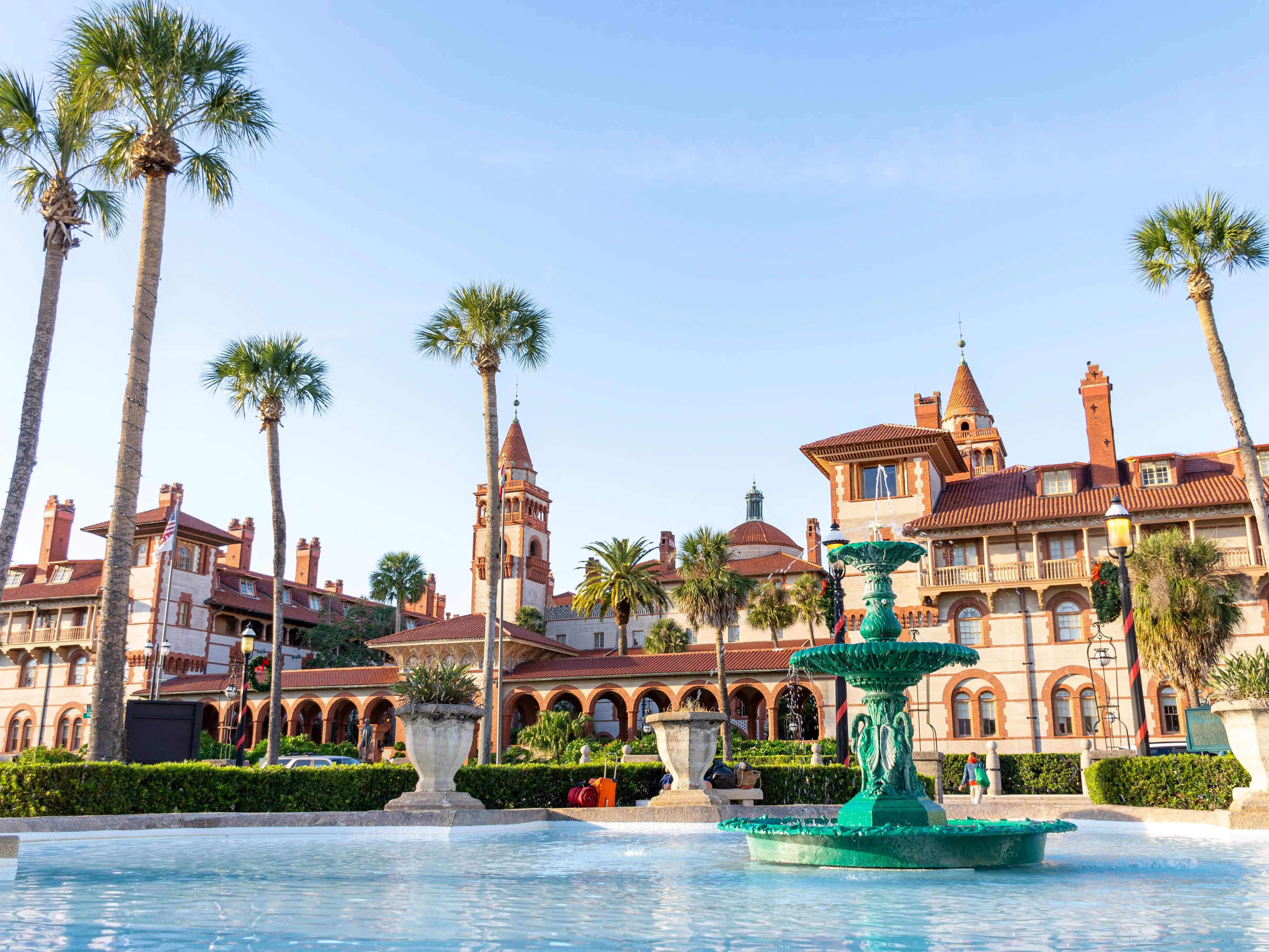 Flagler Collage in St. Augustine with a fountain in the foreground