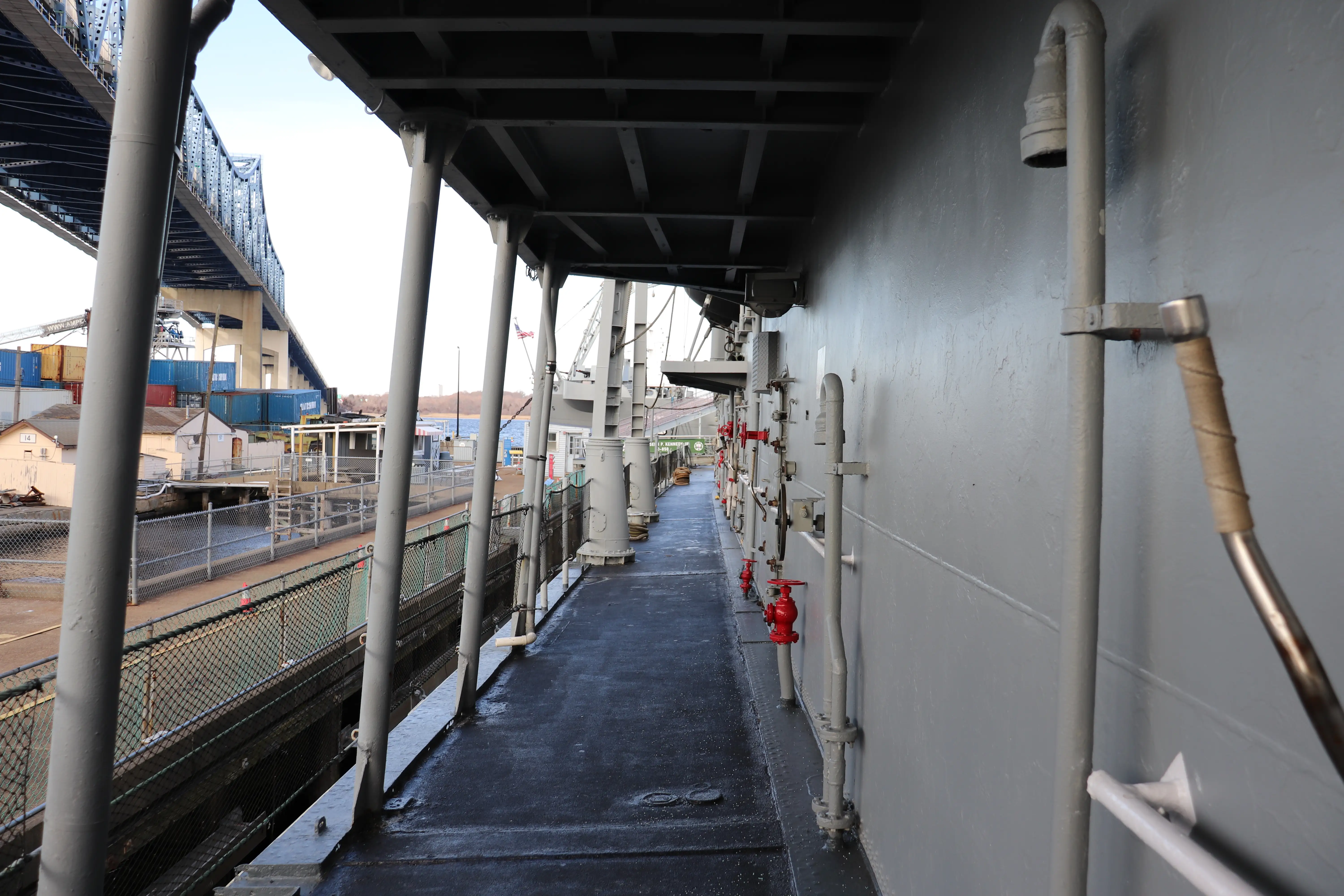 A walkway on board the USS Joseph P. Kennedy Jr.