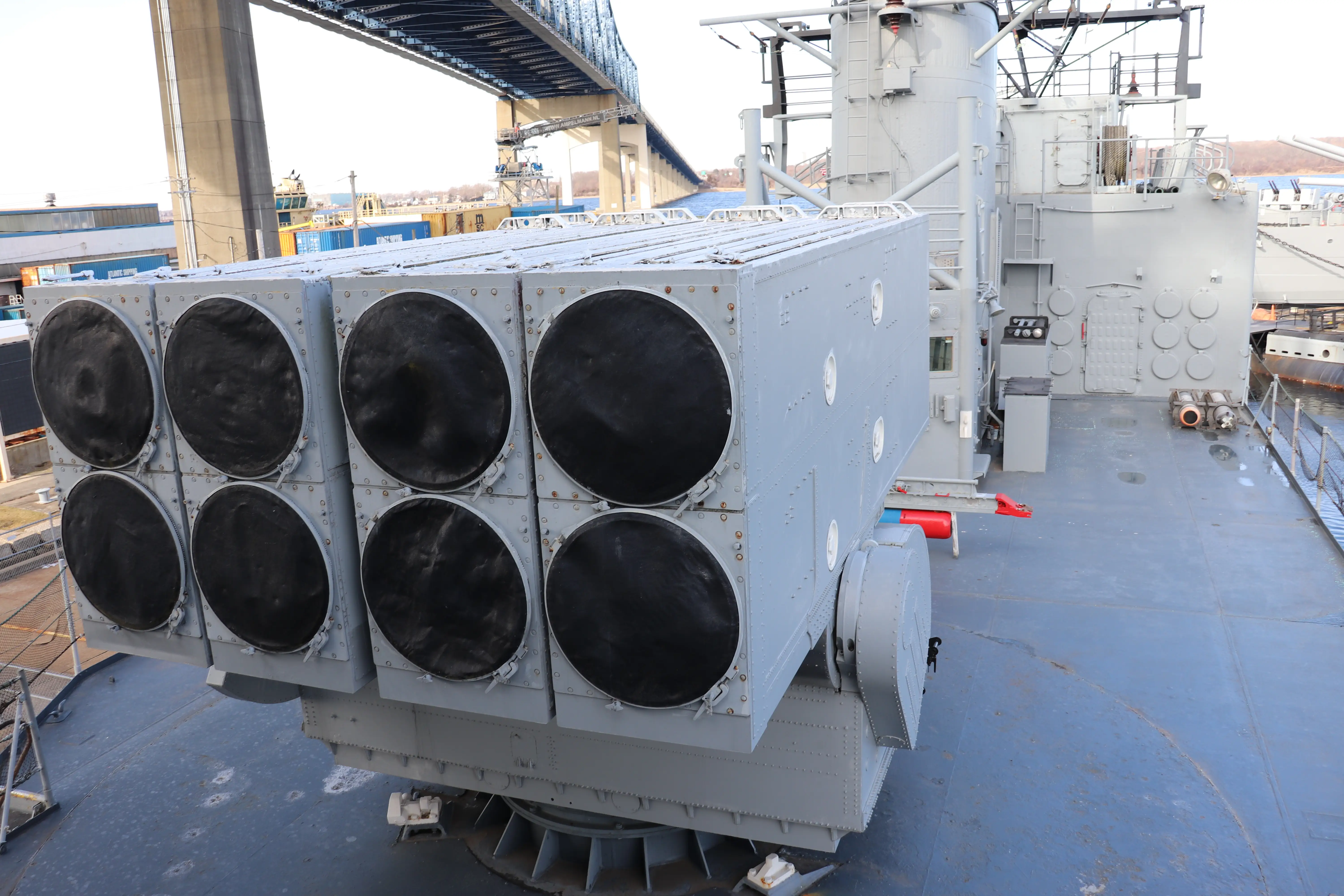 The Anti-Submarine Rocket (ASROC) deck on board the USS Joseph P. Kennedy Jr.