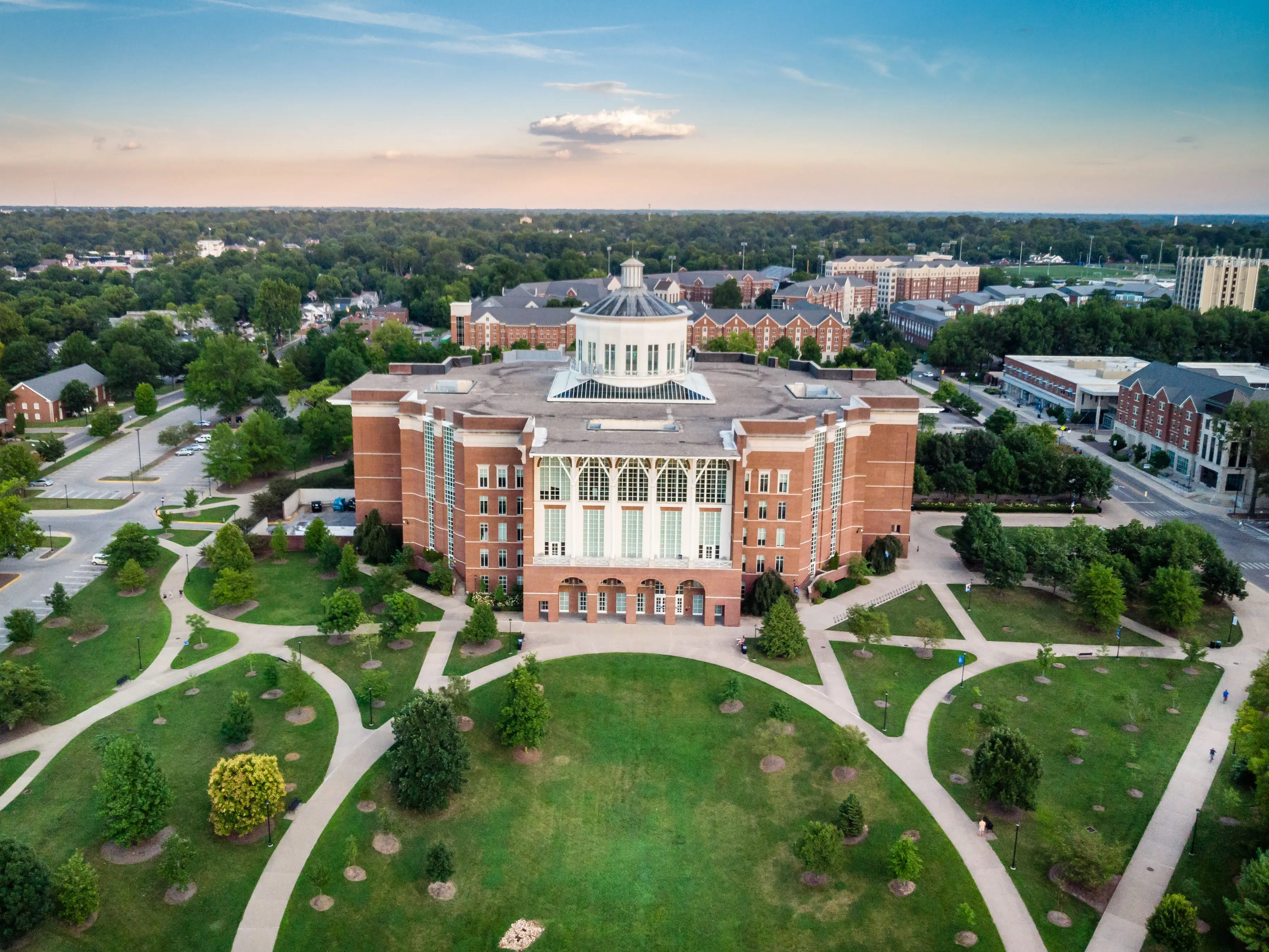 Lexington, Kentucky, August 9, 2020: Aerial  view of the William T. Young Library at the University of Kentucky in Lexington, Kentucky