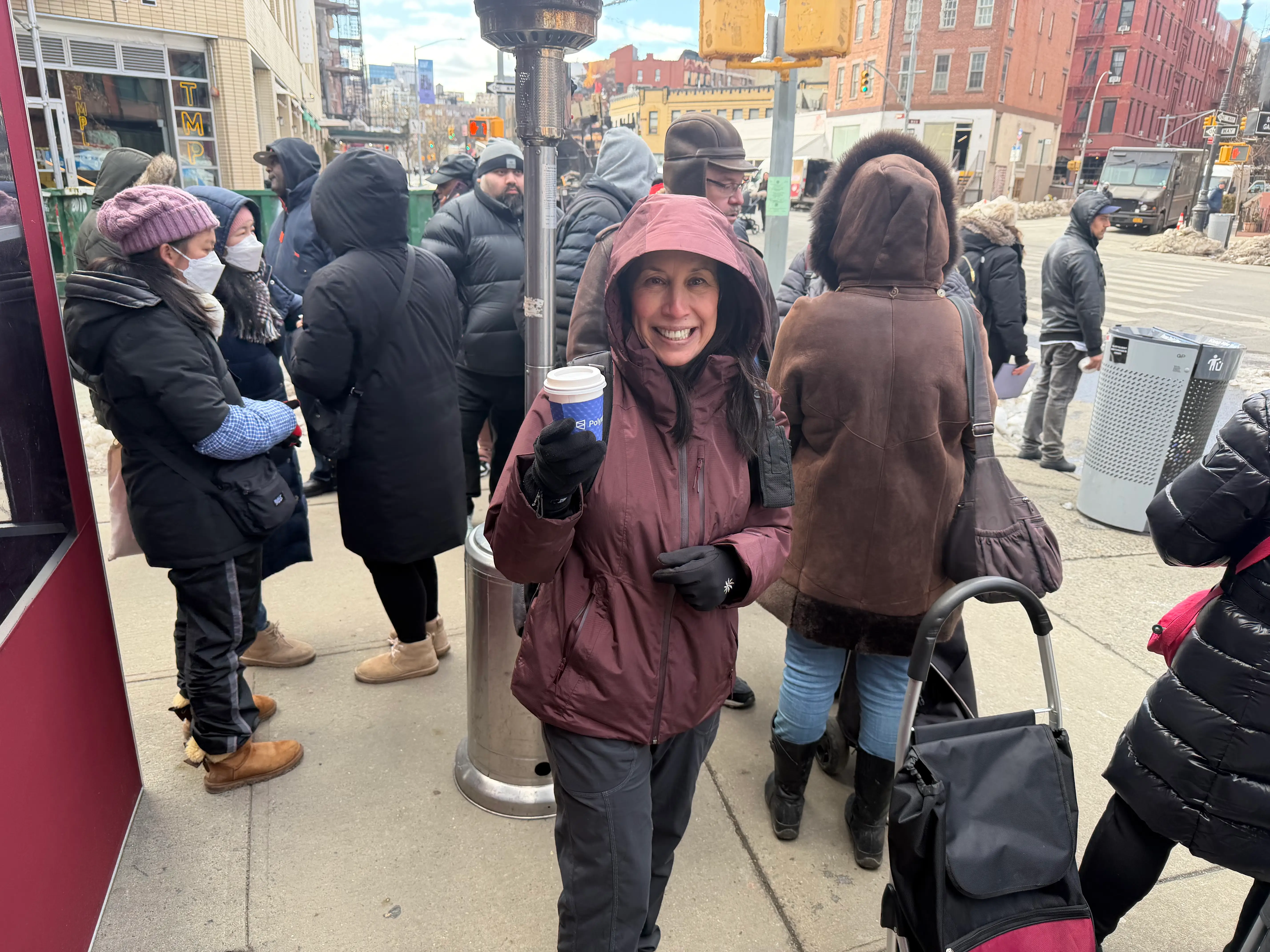Victoria Plaza is pictured in line for the Polymarket.