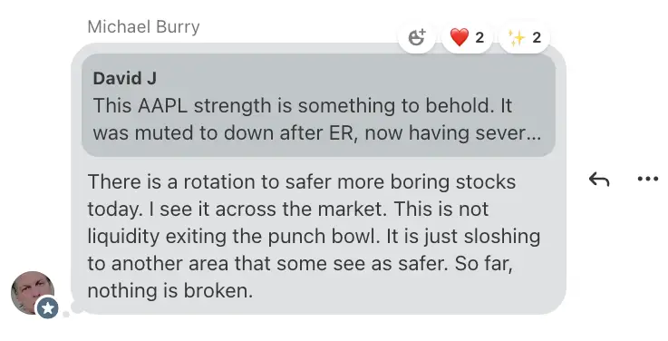 Michael Burry's Substack comment about Apple