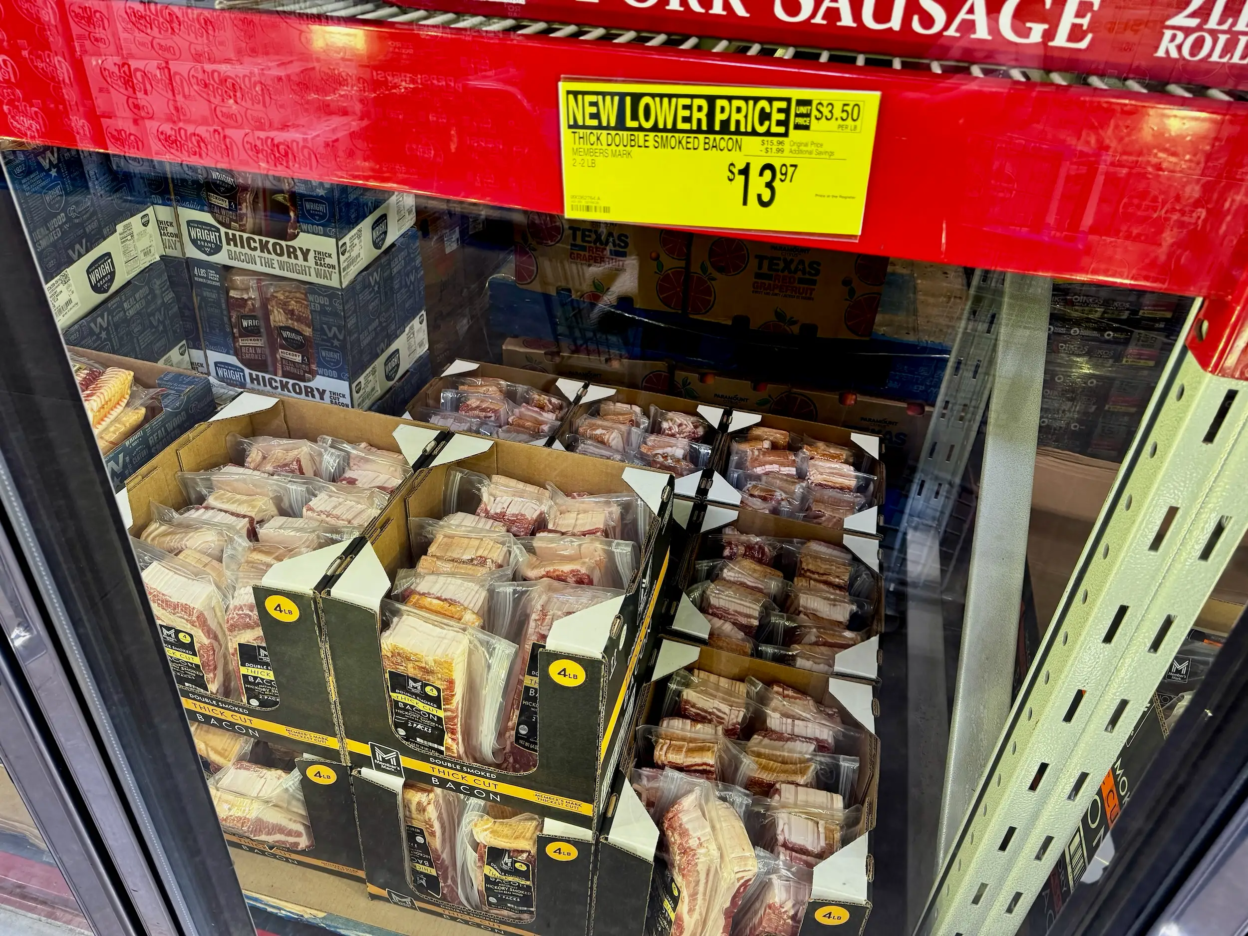 Bacon for sale at Sam's Club