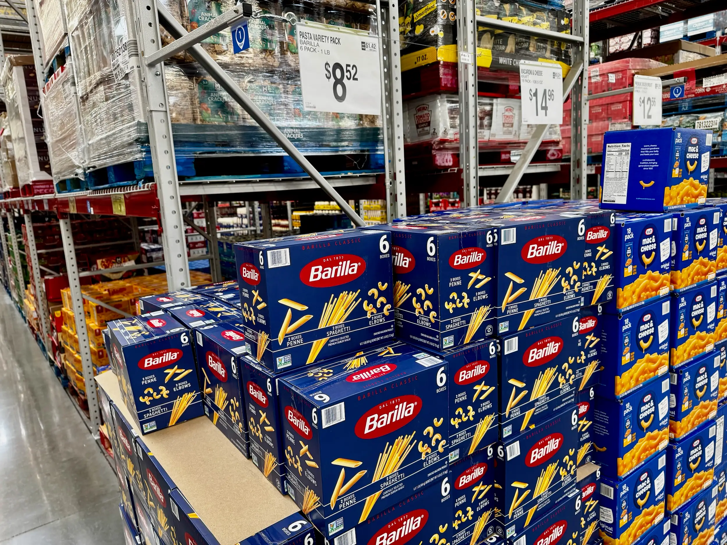 Pasta for sale at Sam's Club