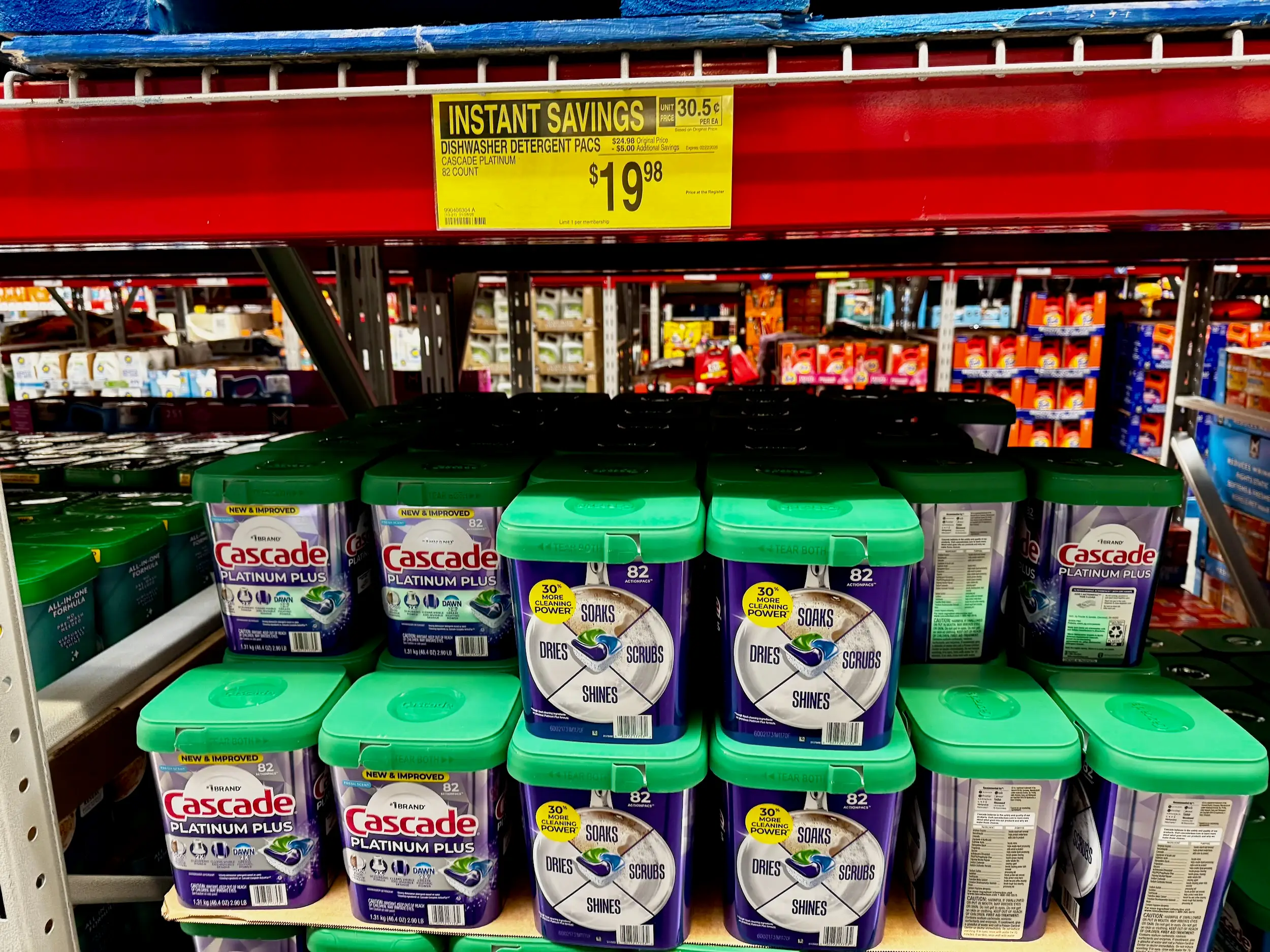 Dishwasher pods for sale at Sam's Club