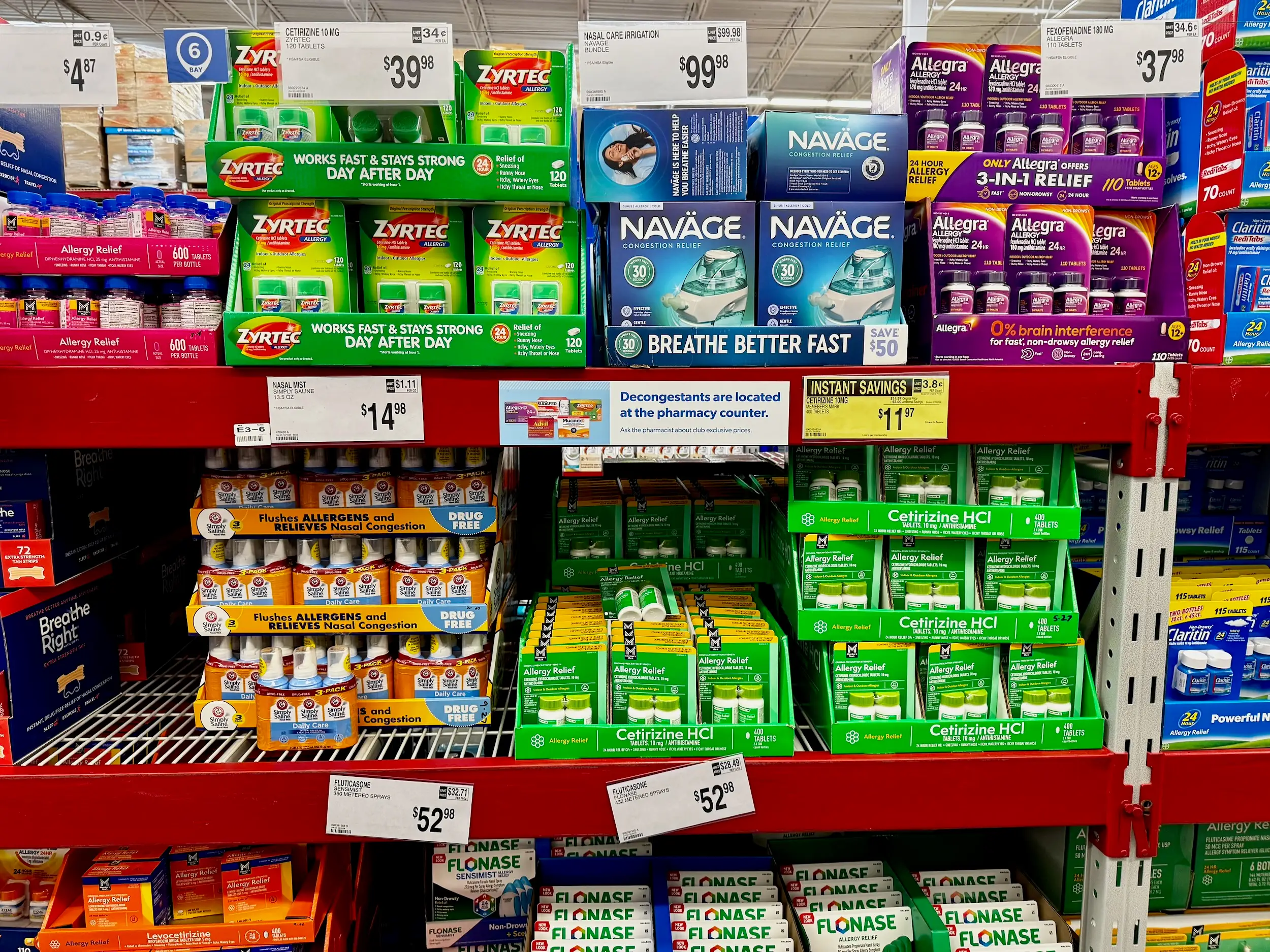 Allergy medication for sale at Sam's Club