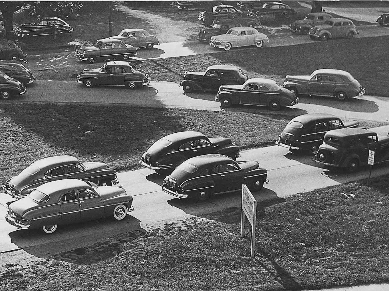 Traffic on a highway near Levittown, New York.