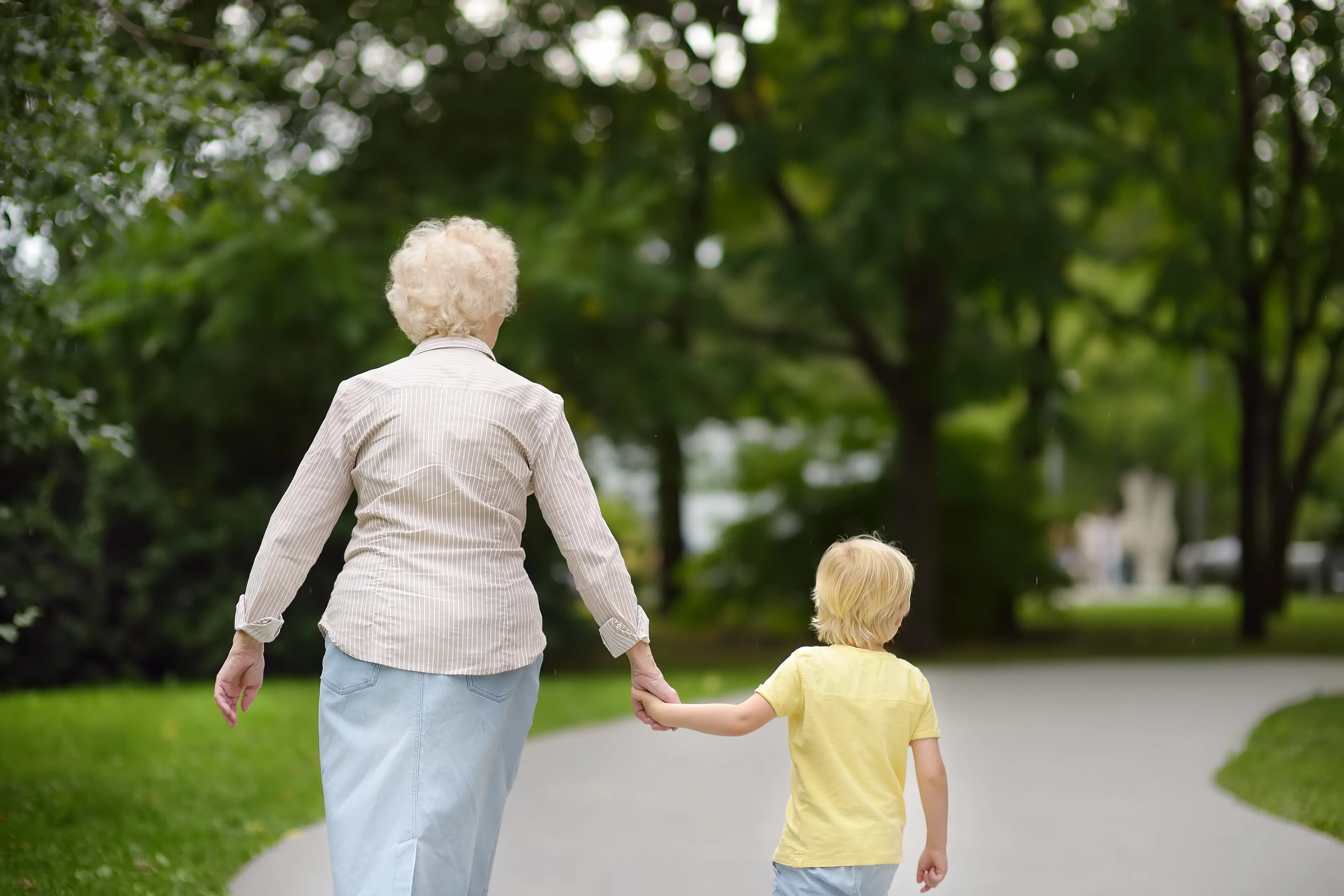 A grandmother with her young child