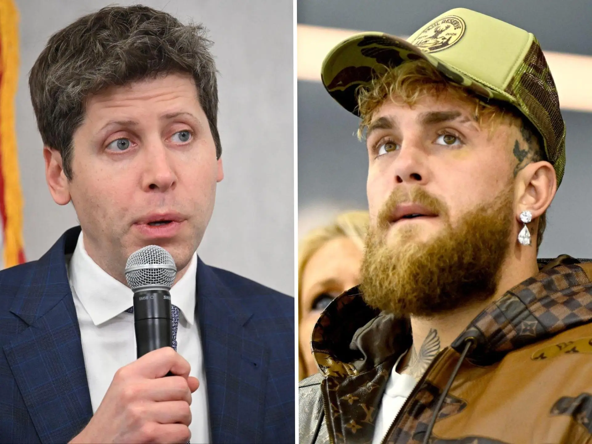 Sam Altman and Jake Paul are pictured.