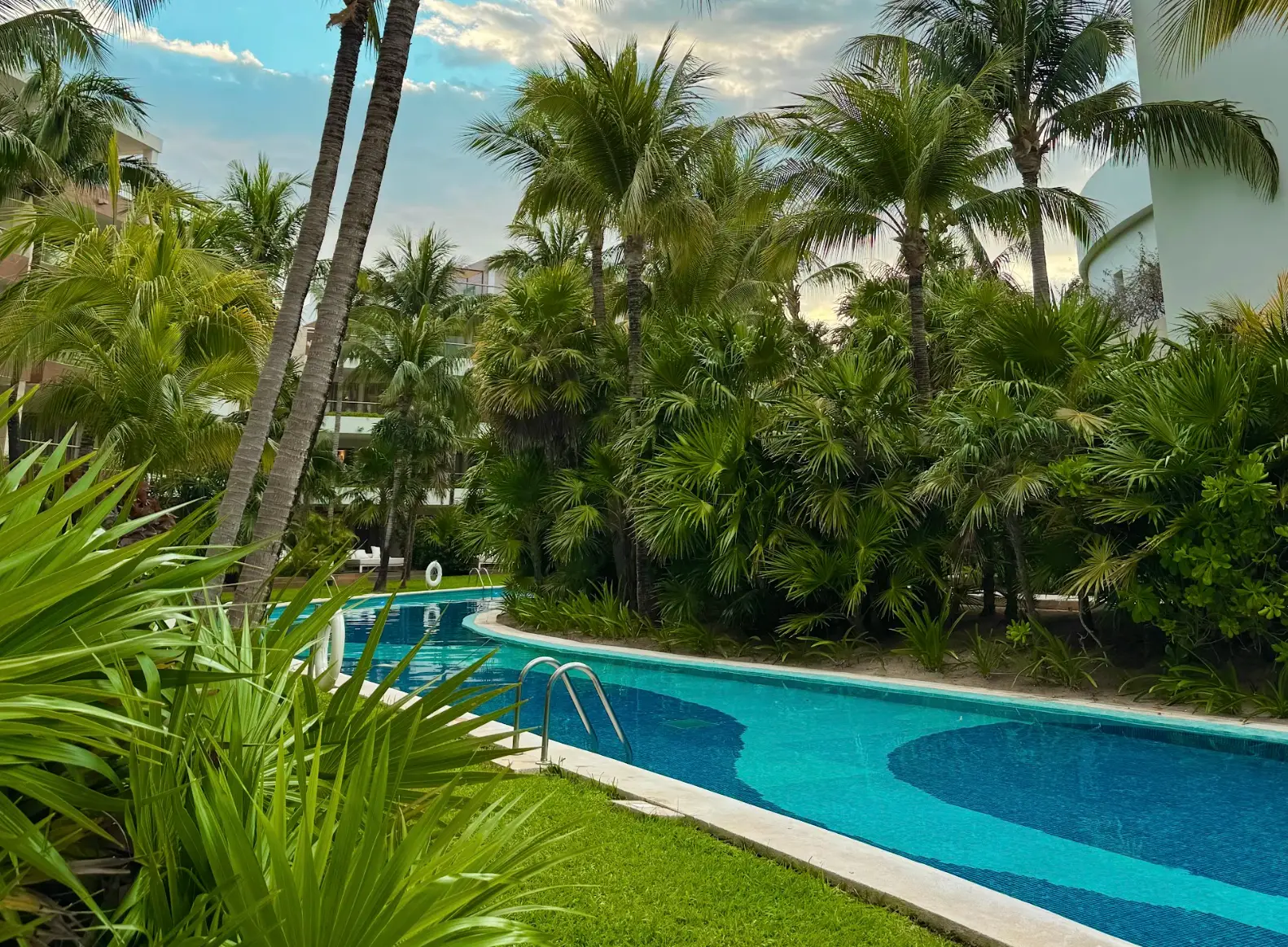 The lazy river on a sunny day at a Cancún resort.