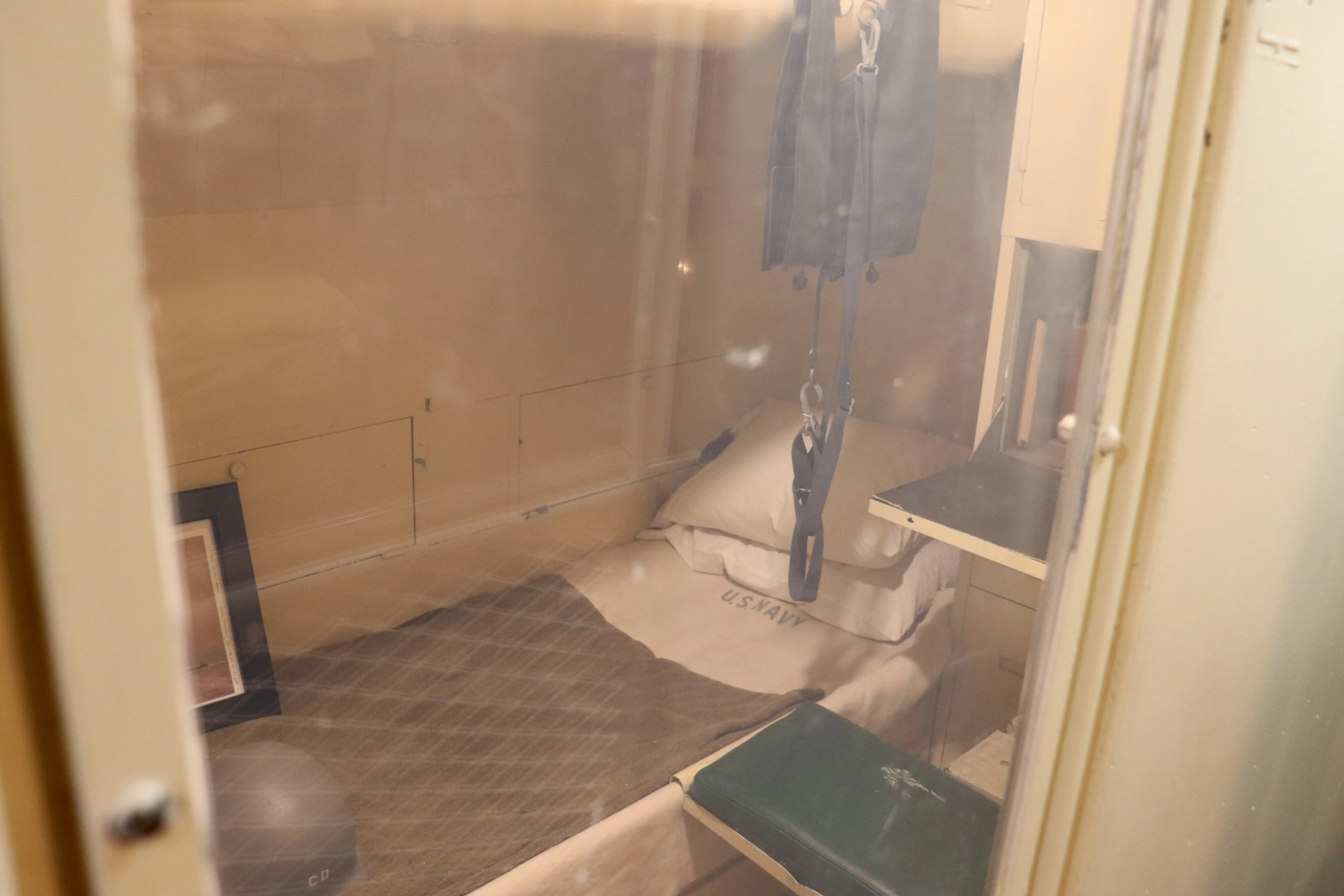 The commanding officer's stateroom on board the USS Lionfish.