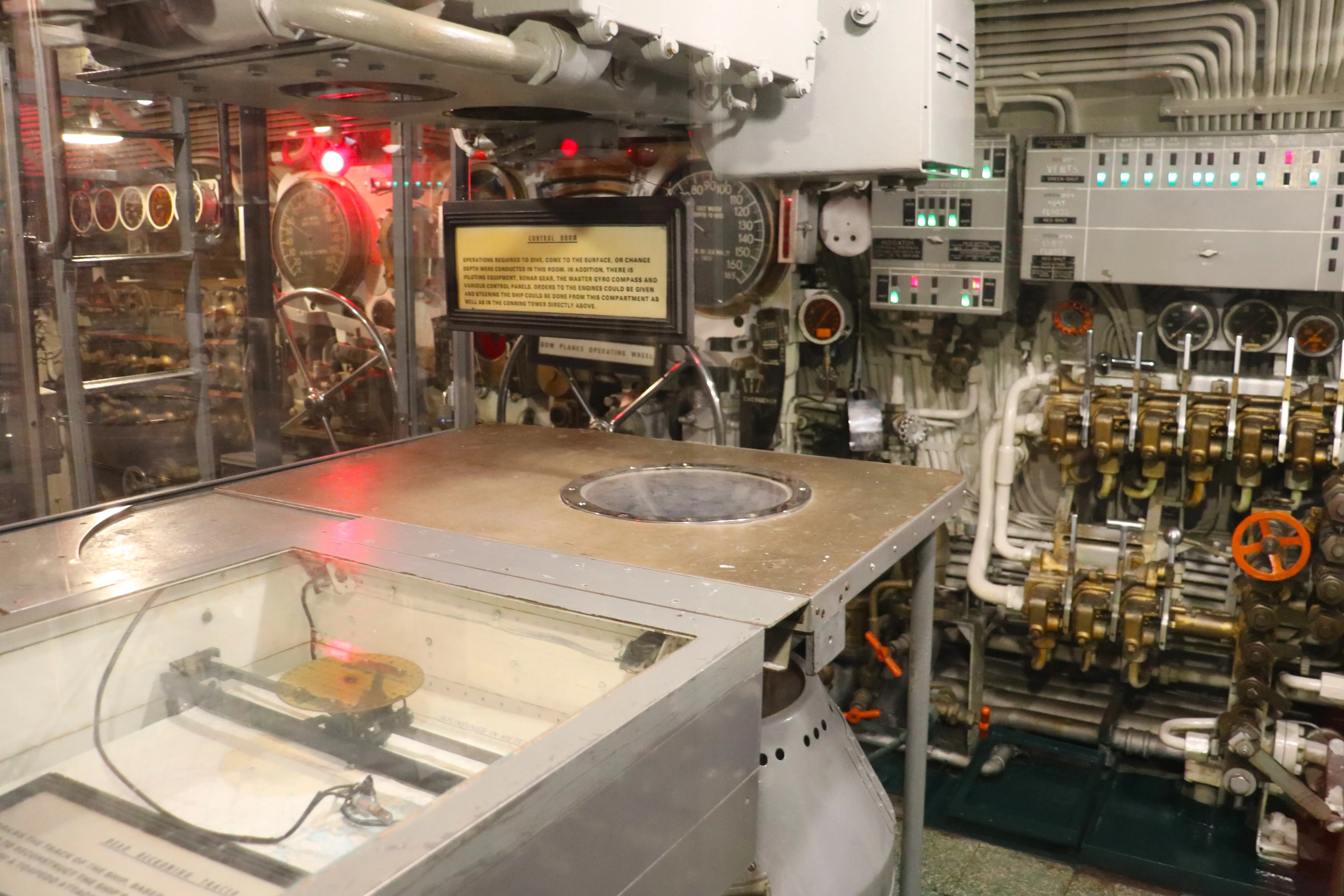 The control room on board the USS Lionfish.