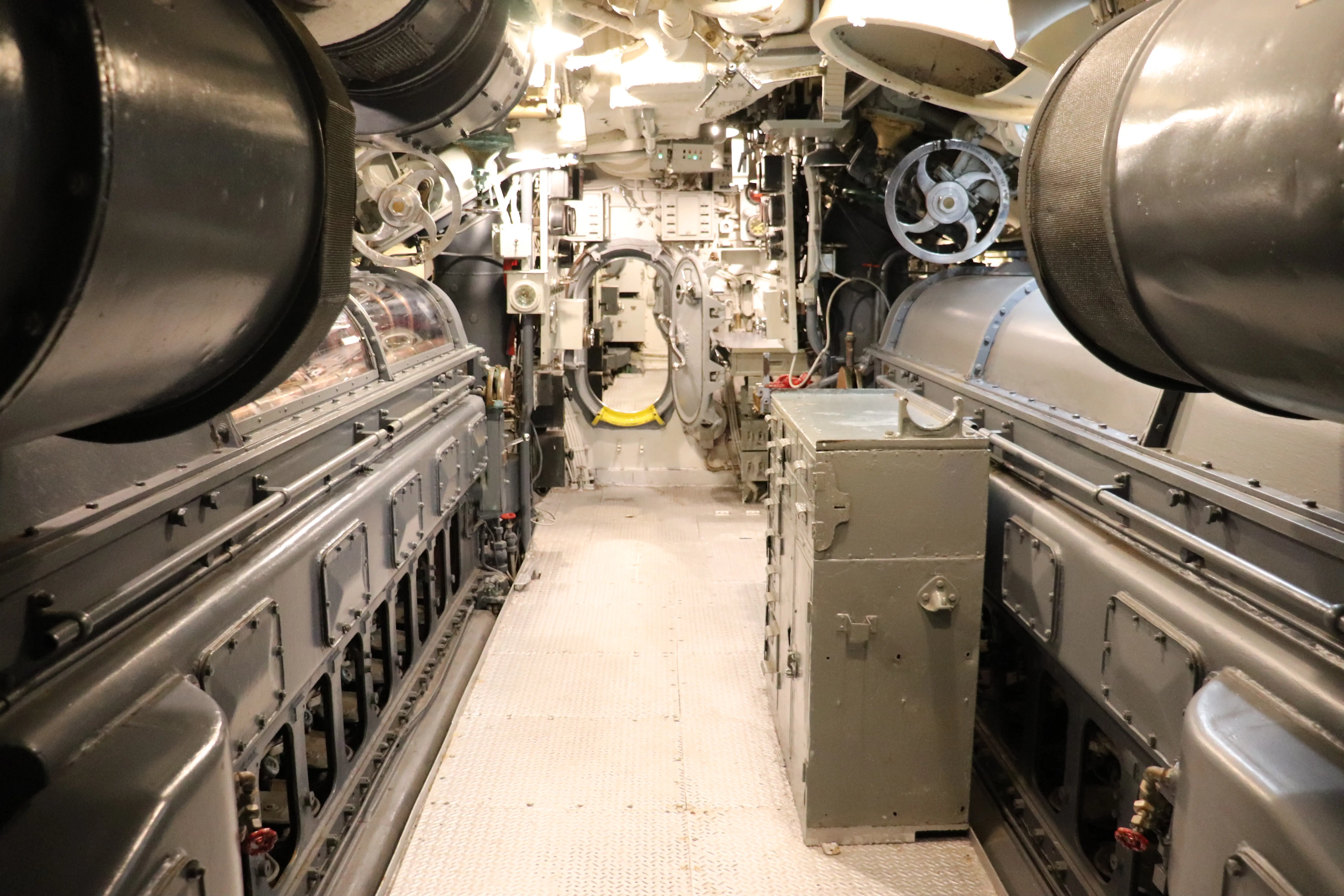 The forward engine room on board the USS Lionfish.
