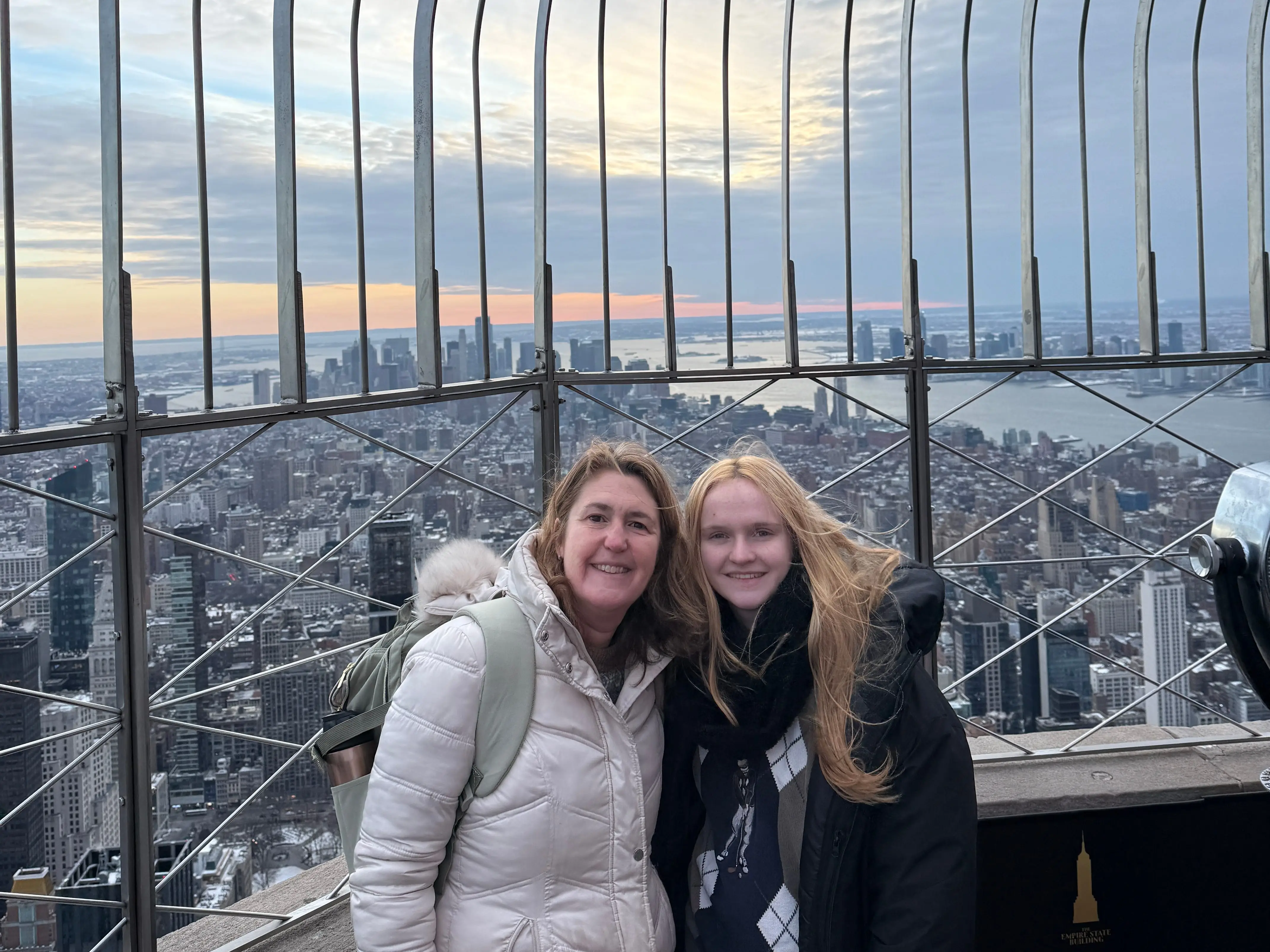 Cheryl Maguire and her daughter at the top of the rock in new york city